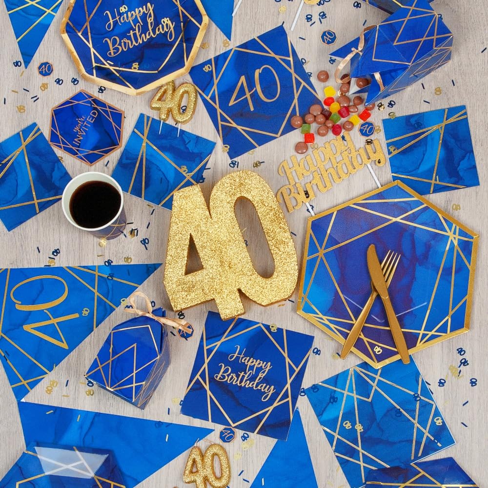 Number 40 Glitter Table Decoration Gold - All-Round Glitter Centrepiece with Weighted Base 6