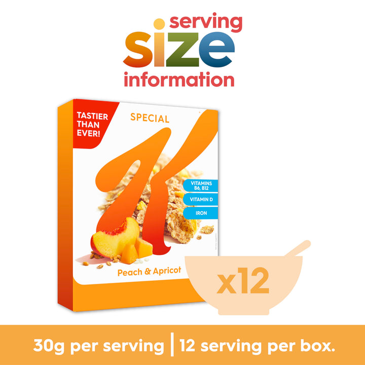 Special K Peach & Apricot Breakfast Cereal Box, 360g