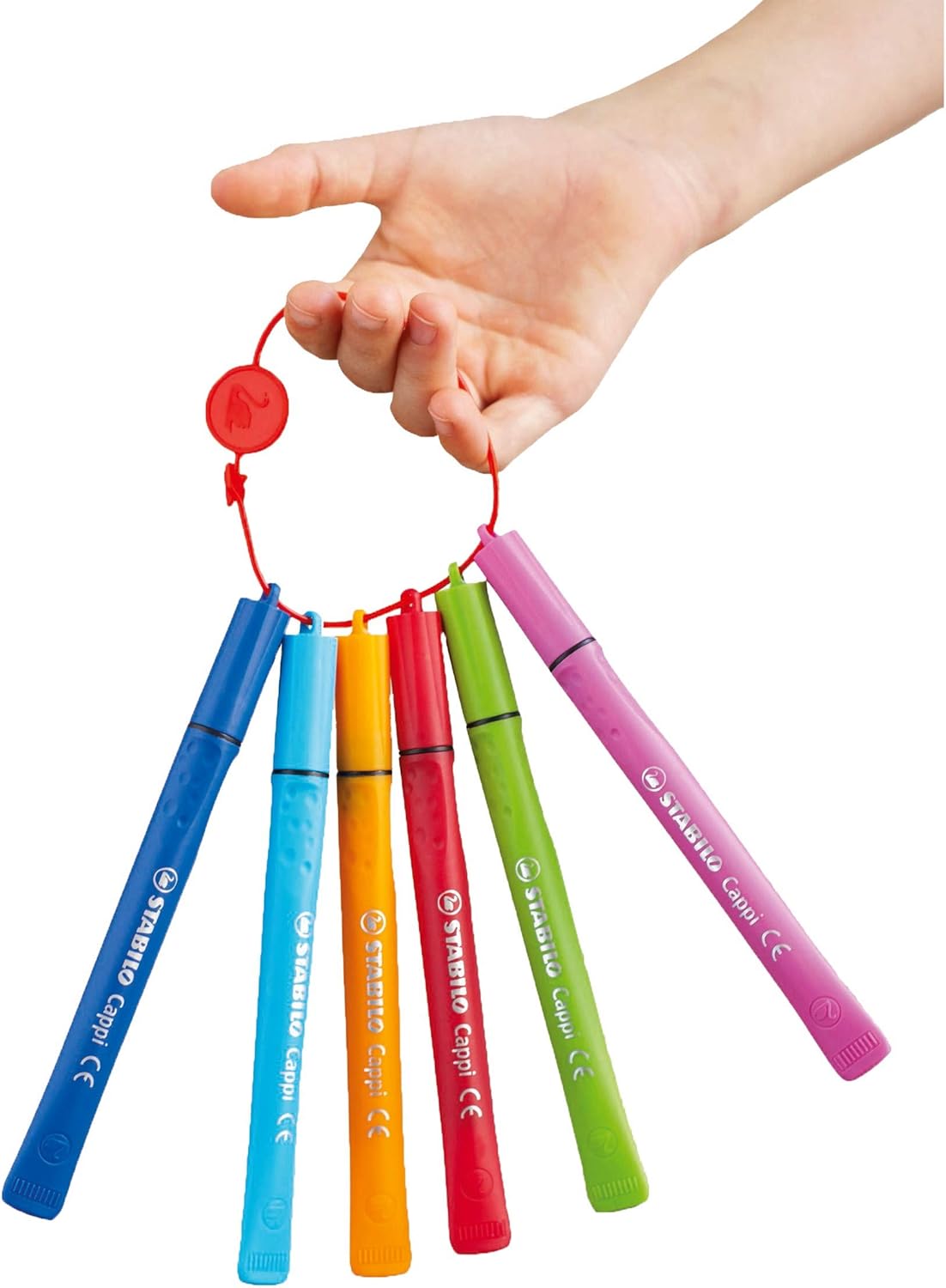 STABILO Cappi Felt Tip Pen Wallet - 12 Assorted Colors with Cap Ring for Kids 4