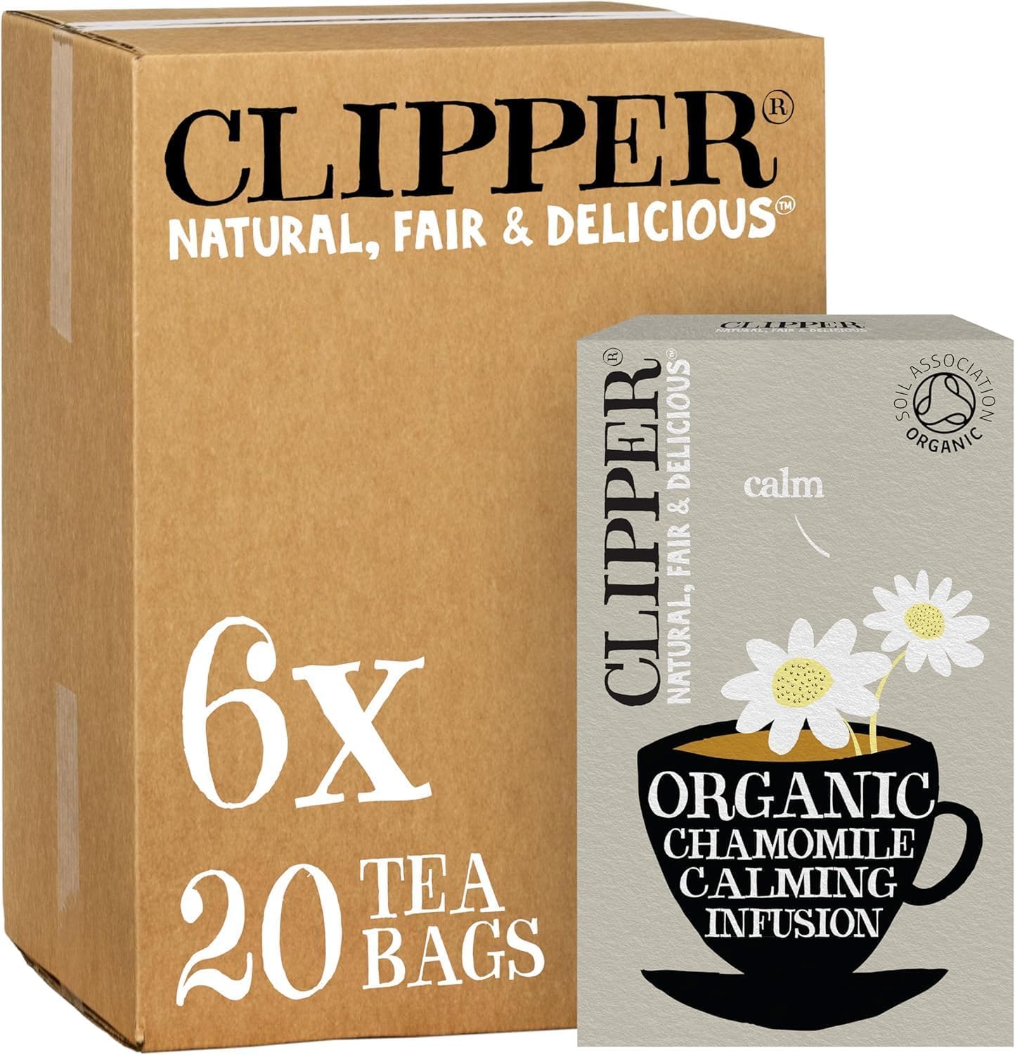 Clipper Natural, Fair & Delicious Organic Chamomile Tea Bags - 120 Count (6 x 20 Bags) | Caffeine Free 1
