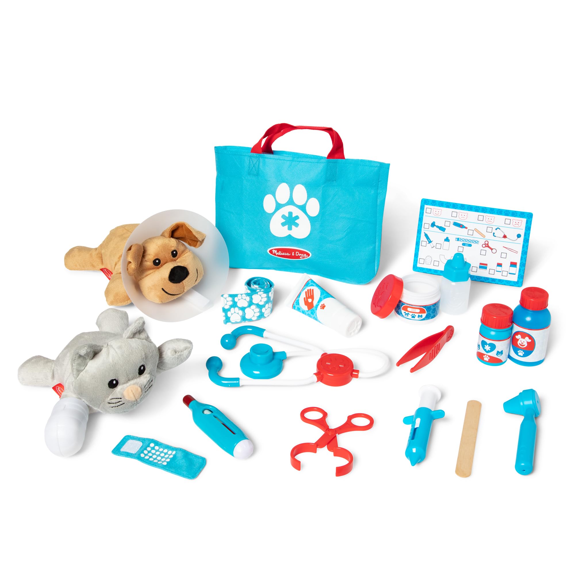 Melissa & Doug Pet Vet Set - Doctor Role Play Toys for Kids Ages 3+ | Includes 24 Tools & Plush Pets