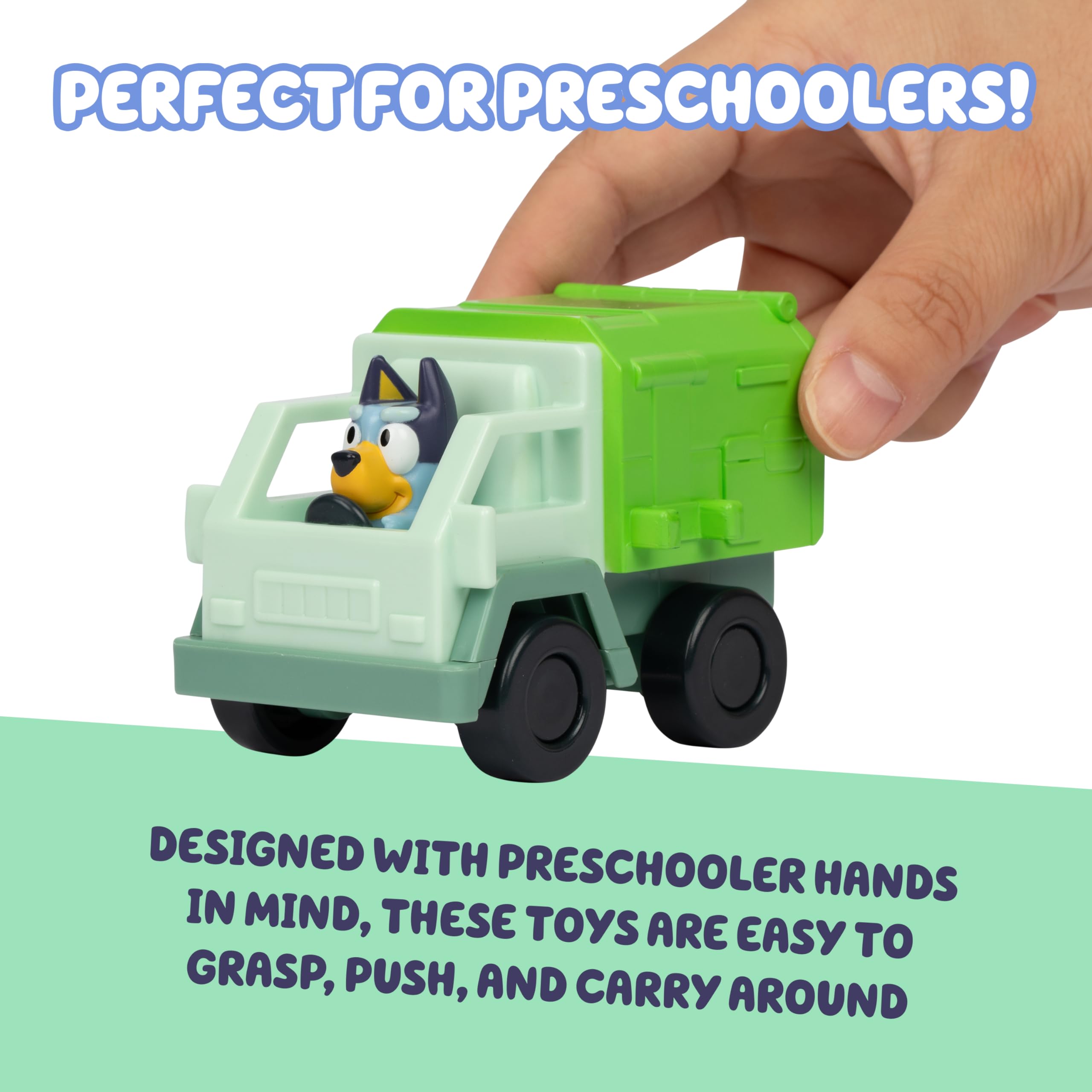 Bluey Mini Racers Set - 4 Popular Vehicles | Free-Rolling Wheels | Ages 3+ 4