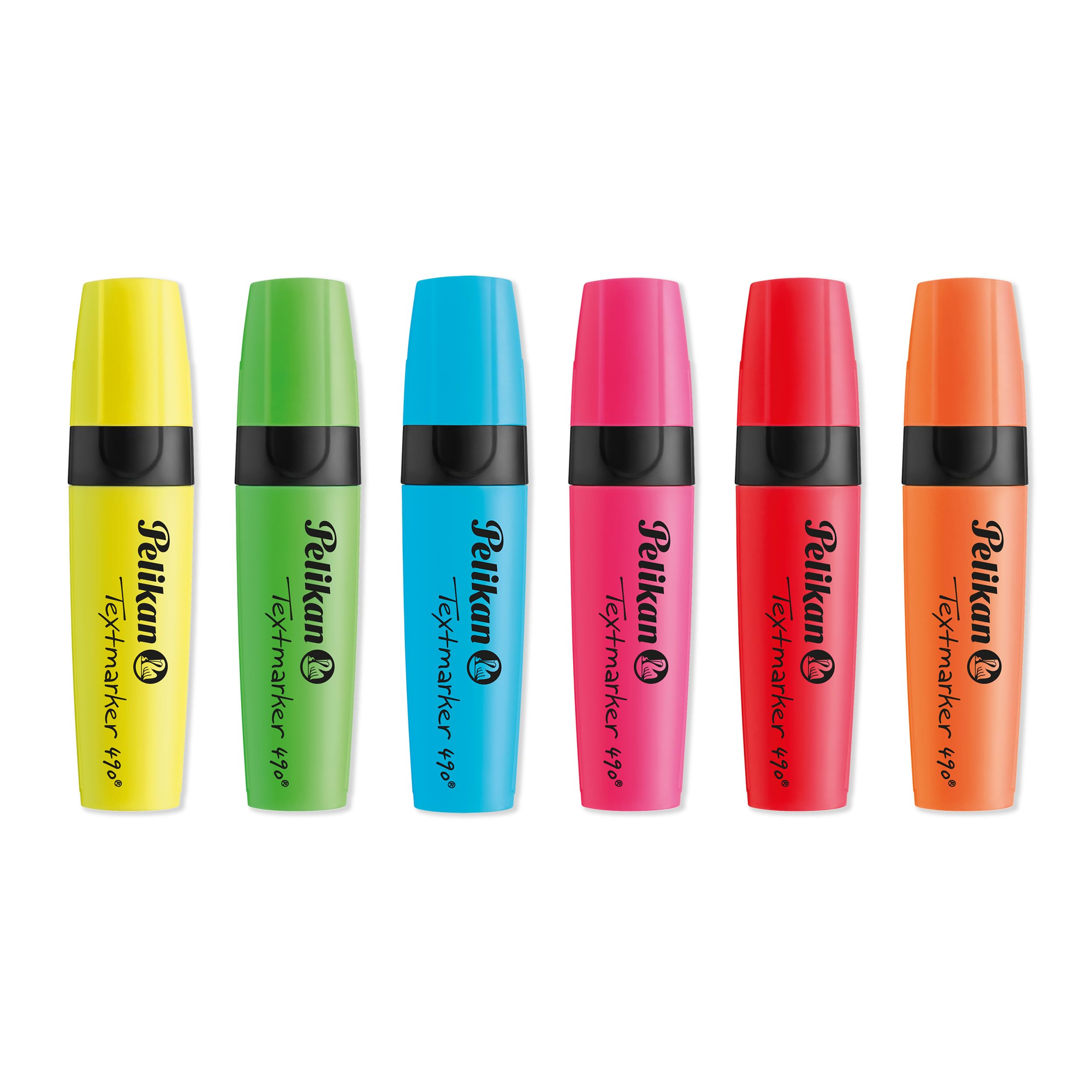 Pelikan Textmarker 490 Highlighters - Pack of 6 Bright Colors | 3-Width Chisel Tip