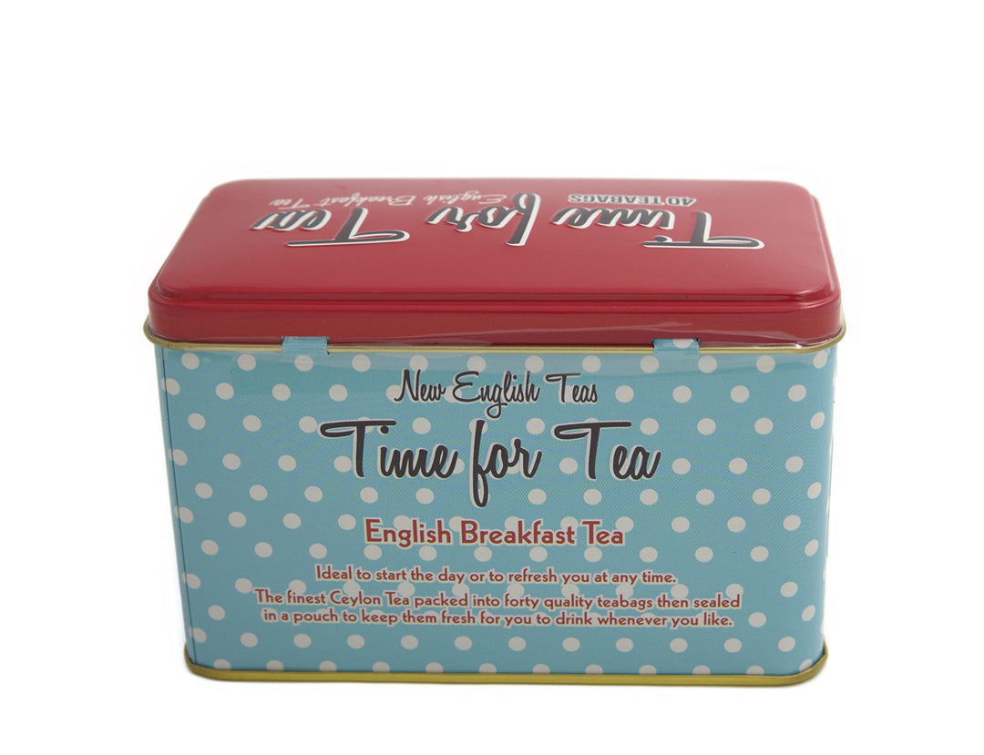 New English Teas Time for Tea - English Breakfast Tea Tin with 40 Foil-Wrapped Teabags