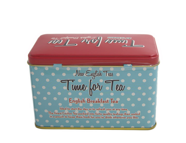 New English Teas Time for Tea - English Breakfast Tea Tin with 40 Foil-Wrapped Teabags
