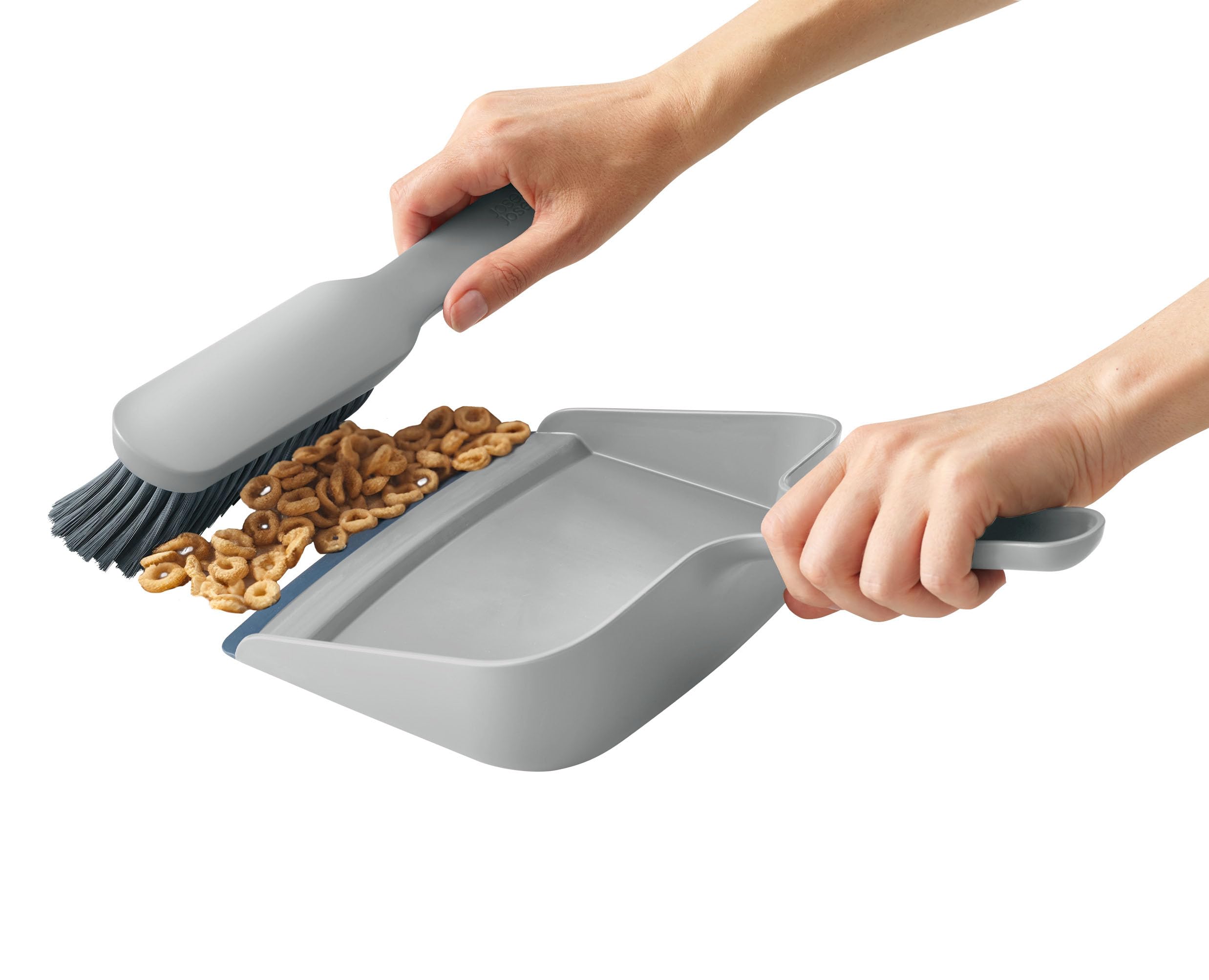 Joseph Joseph CleanTech Wall-mounted Dustpan & Brush Set | Stone Color | Rubber Edge
