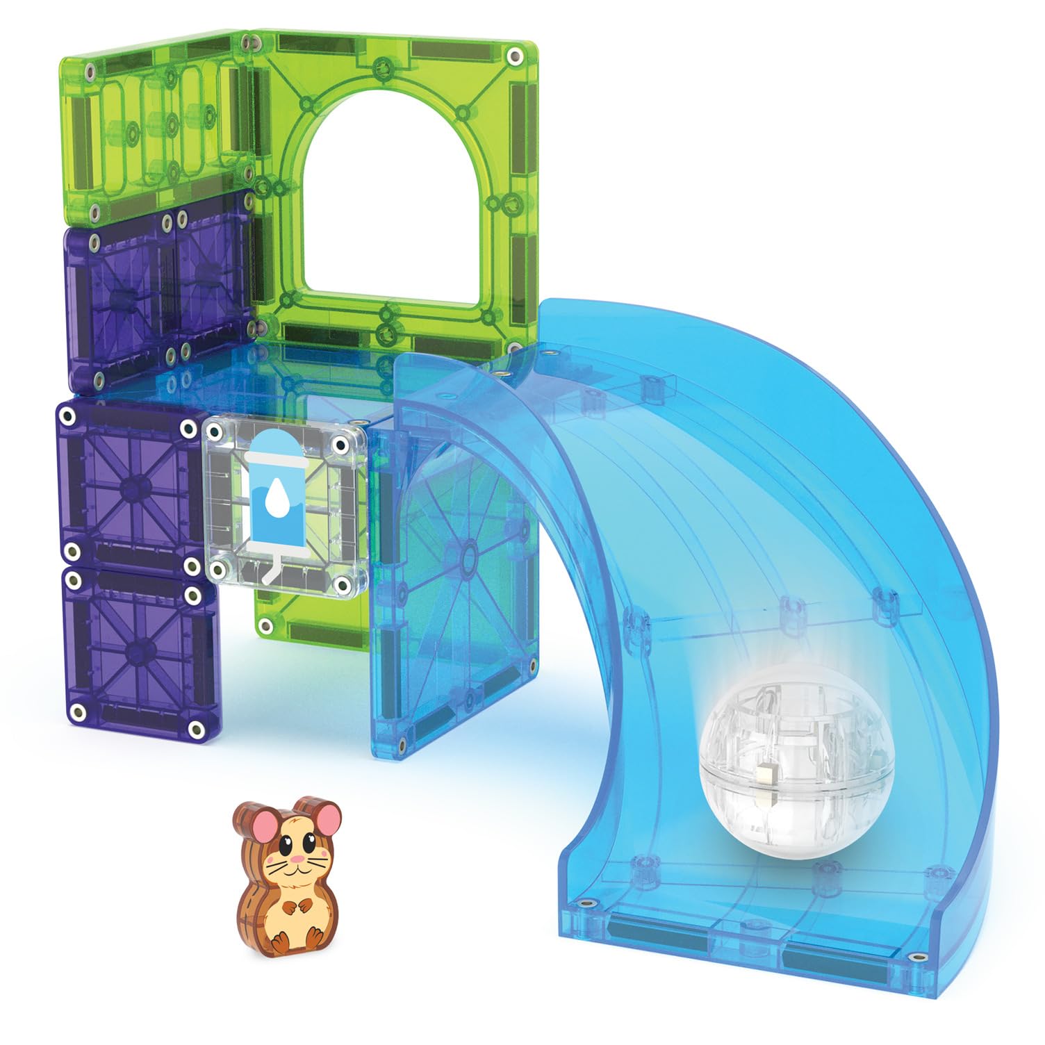 MAGNA-TILES® Hamster Ball 13-Piece Magnetic Construction Set - Rolling Play & Build for Ages 3+ 4