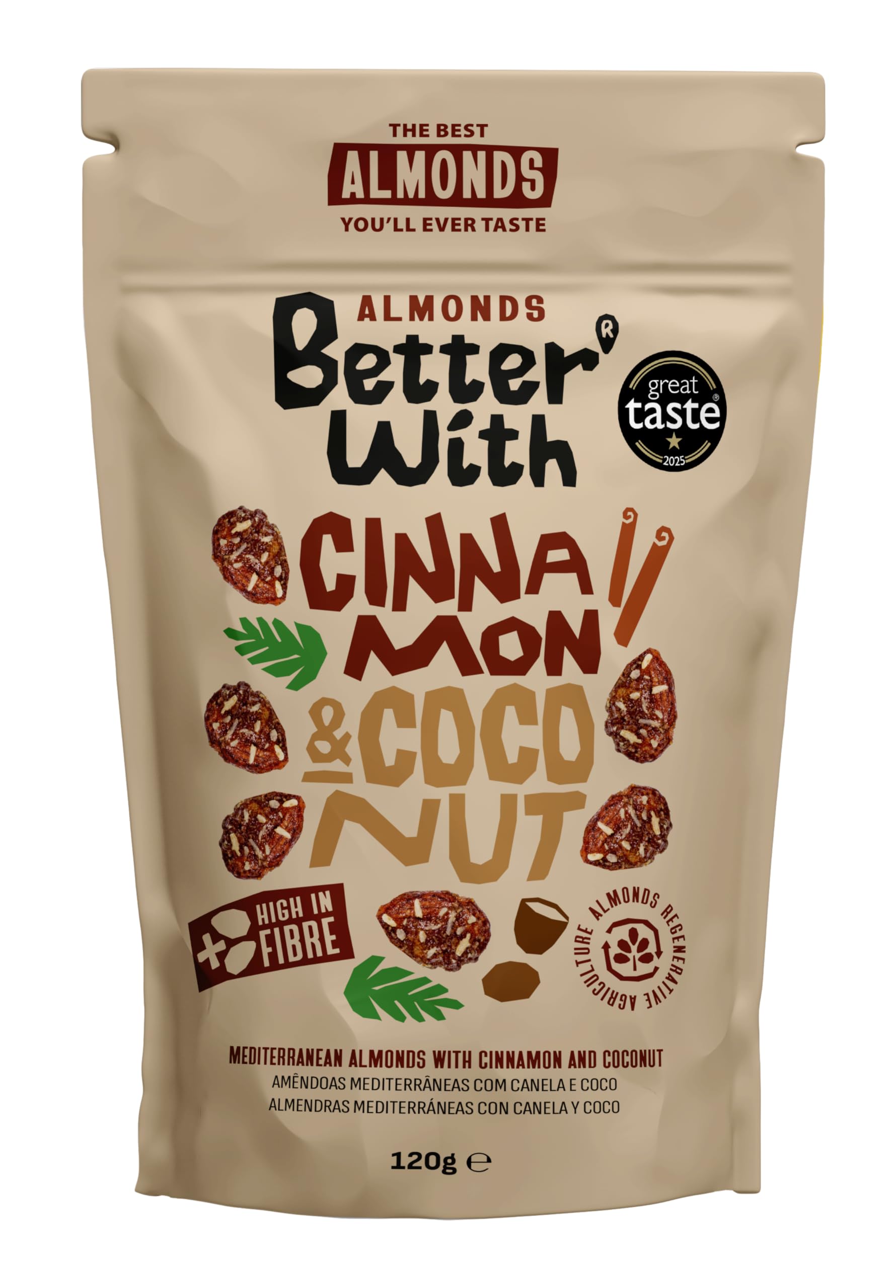 Better With Cinnamon & Coconut Almonds - Sweet & Tropical Snack | 120g Pack