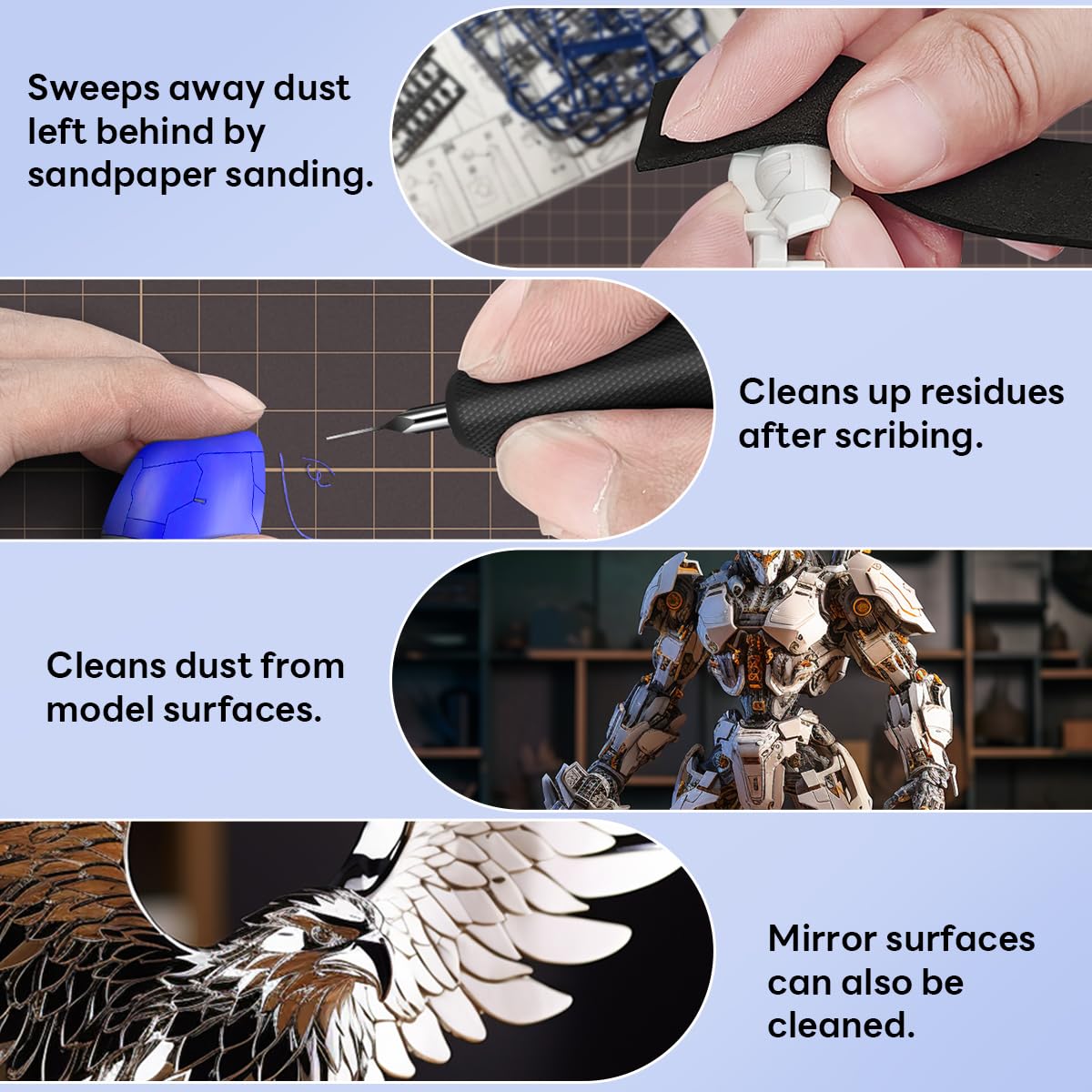 stedi Model Cleaning Brush Set - 3 Piece Precision Dusting Tool for Gundam, Statues, Scale Models 3