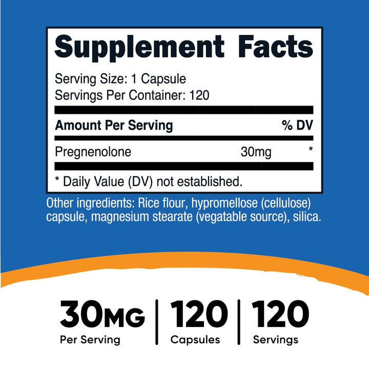 Nutricost Pregnenolone 30mg - 120 Capsules, Non-GMO, Gluten Free, Plant-Based