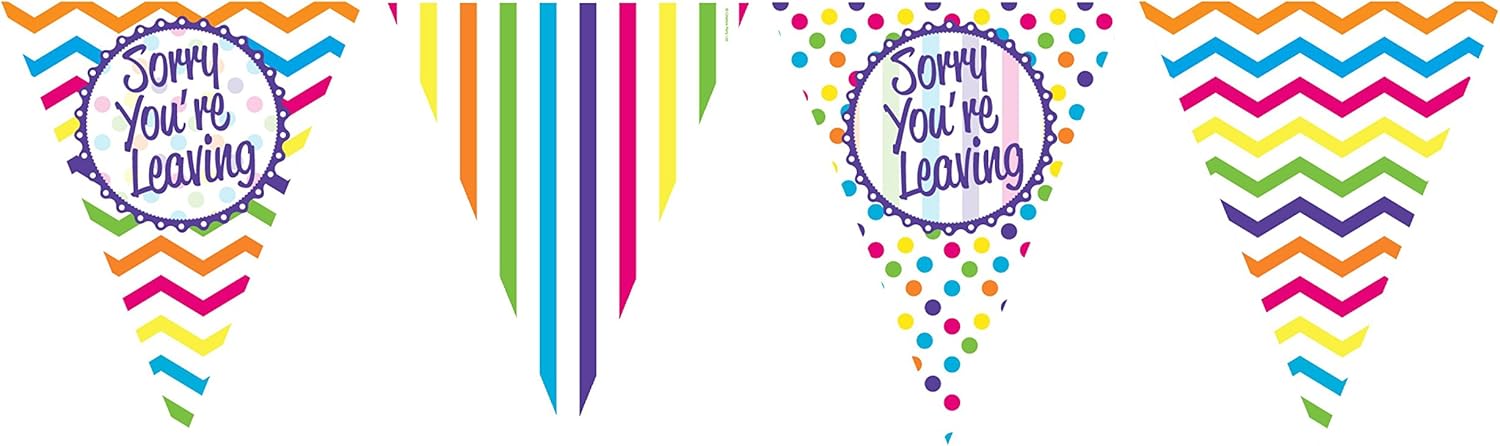 Creative Party Sorry You're Leaving Chevron Stripe Paper Flag Bunting - 3.7m Reusable Banner with 11 Flags 1
