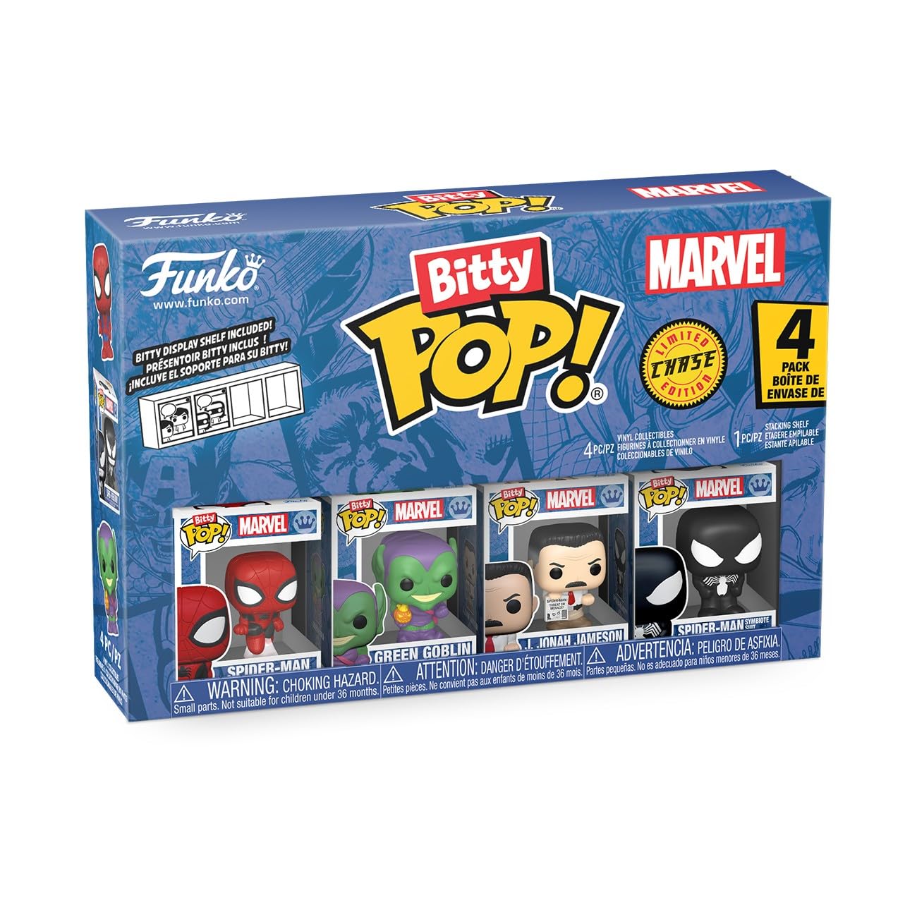 Funko Bitty Pop! Spider-Man 4pk - Marvel Comics Chibi Figures | 0.9 Inch Vinyl | Ages 3+