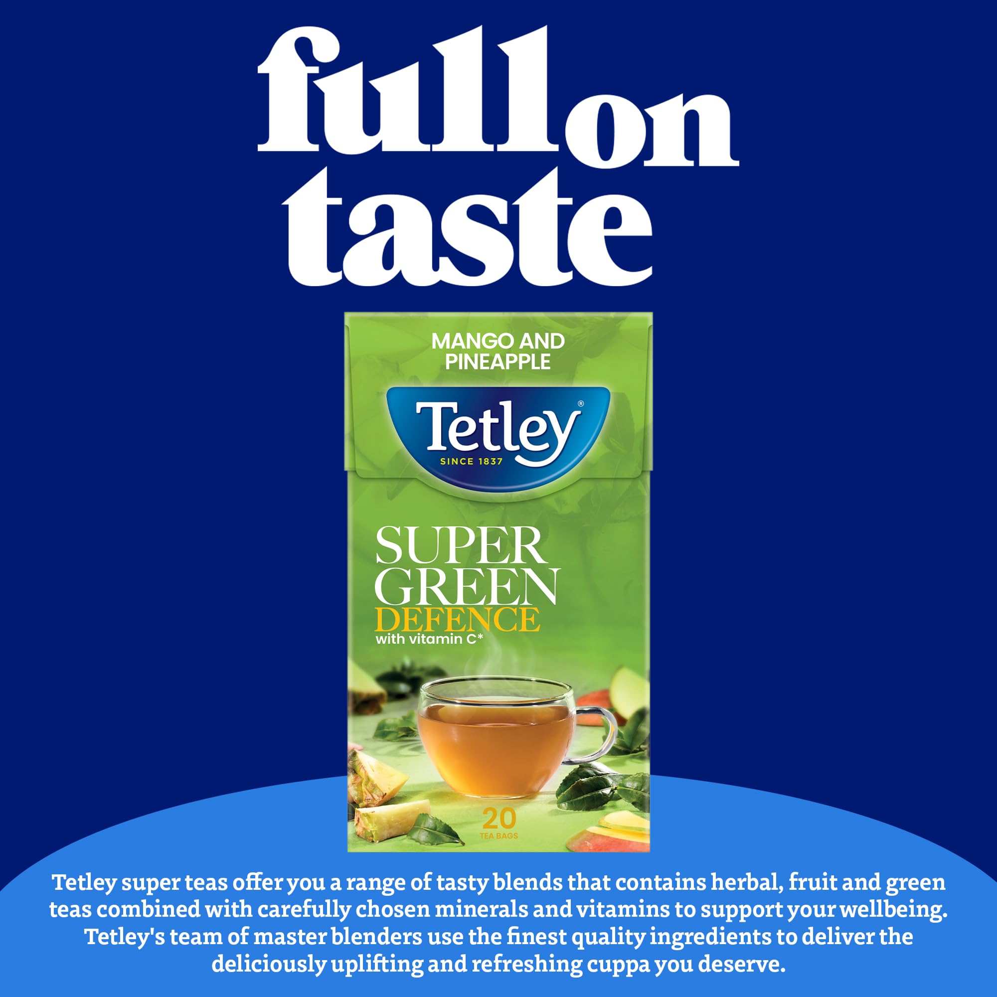 Tetley Immune Super Green Tea Tropical Flavoured with Vitamin C | 20 Teabags