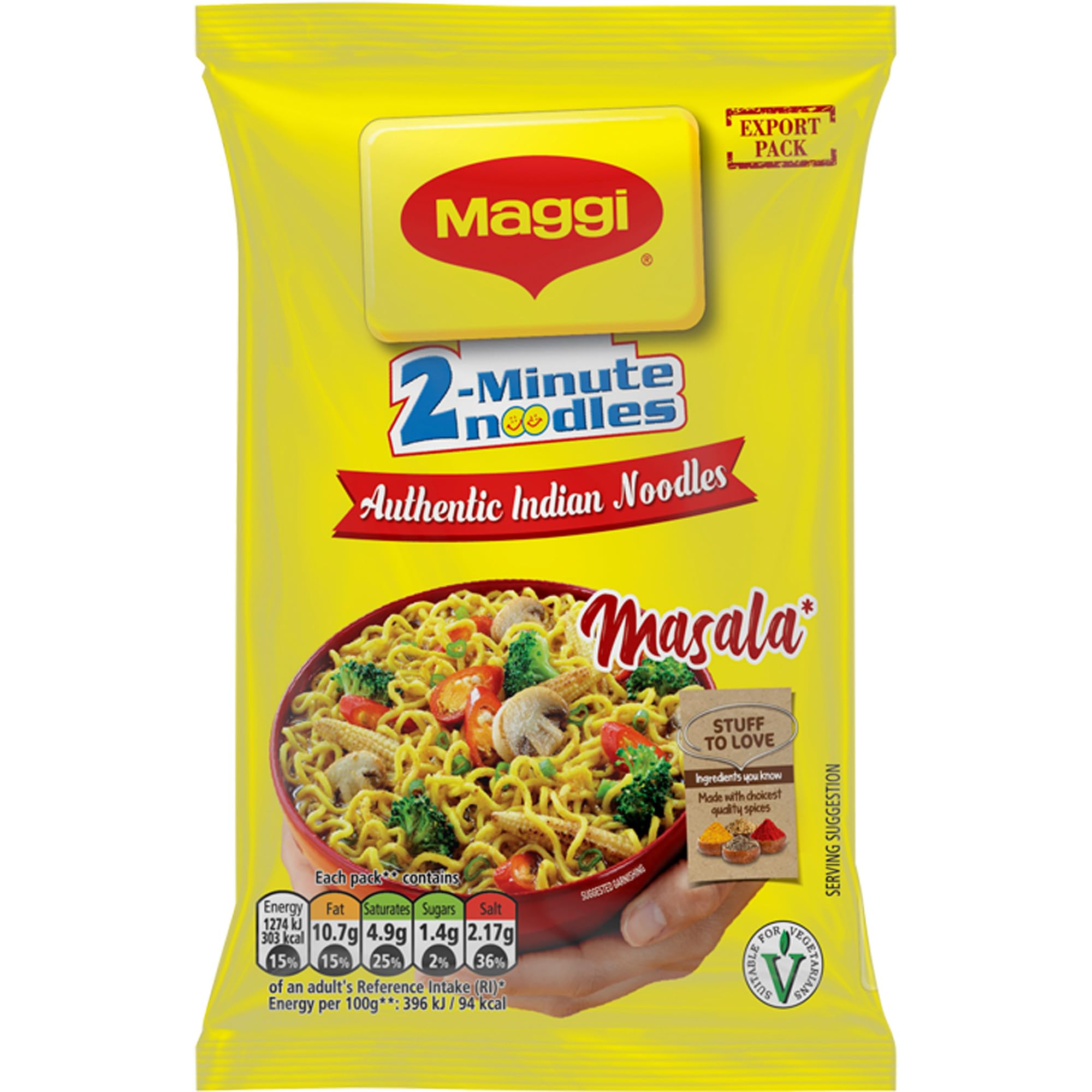 MAGGI 2 Minute Authentic Indian Masala Spicy Instant Noodles - 70g Single Pack