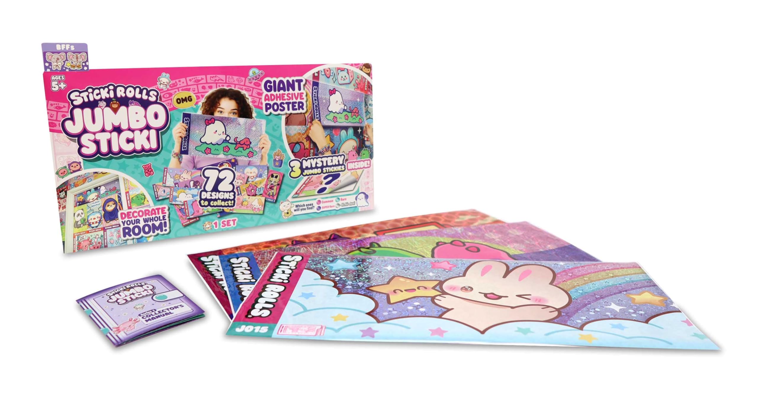 Sticki Rolls Jumbo Stickies JS300 - Giant Re-Stickable Foil Holographic Stickers