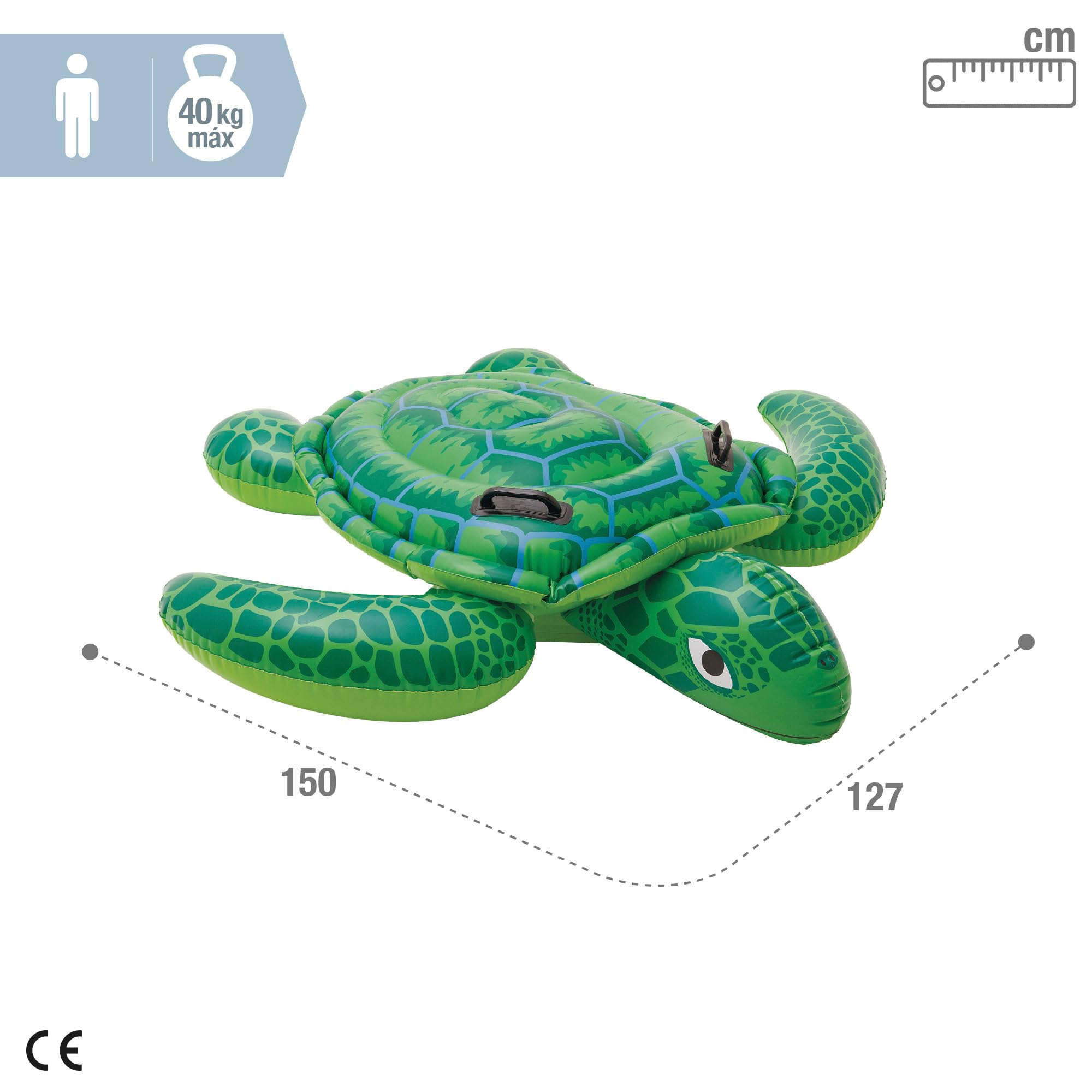Intex Lil' Sea Turtle Ride On Pool & Beach Toy - 1.50m x 1.27m | Durable Vinyl 4