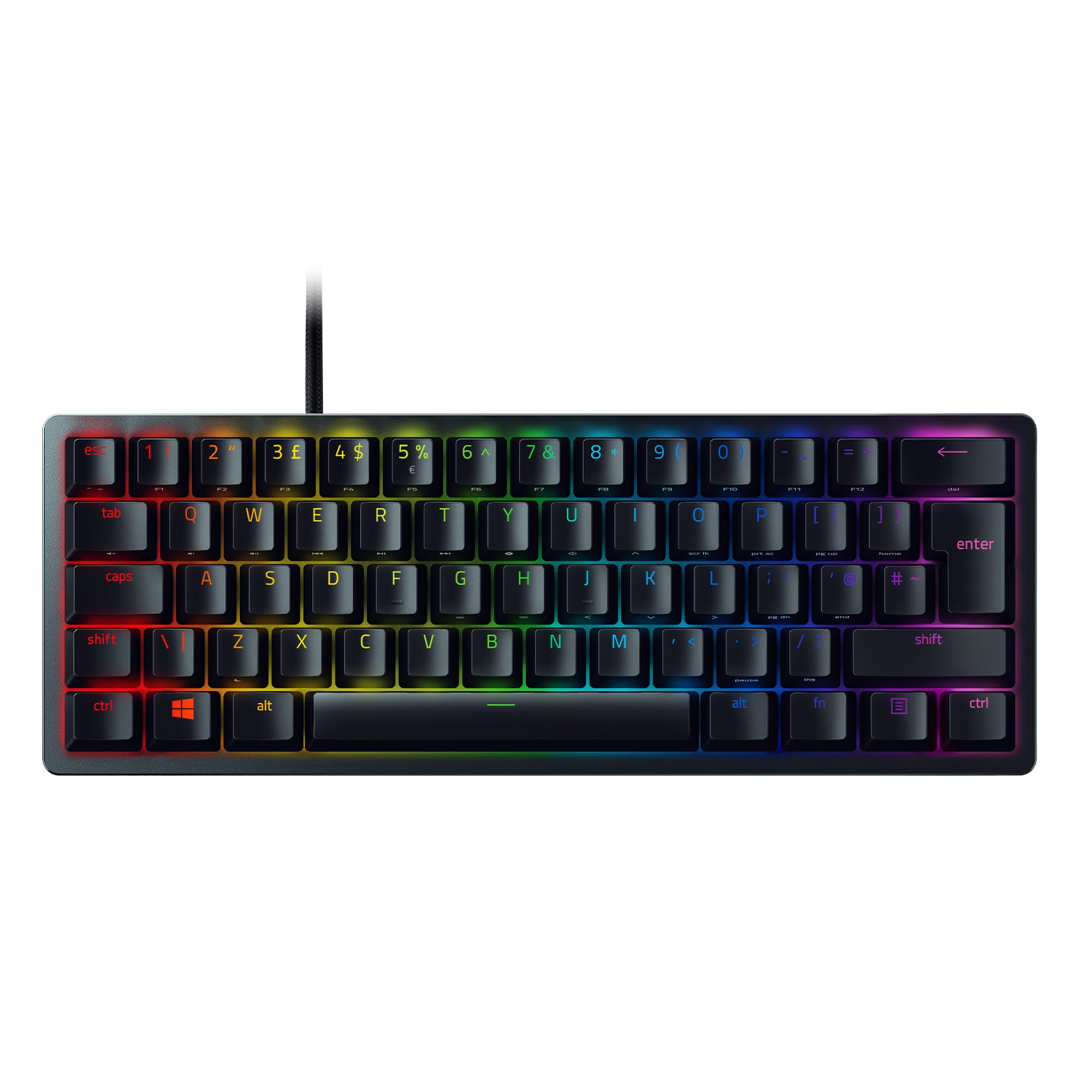 Razer Huntsman Mini - 60% Compact Gaming Keyboard with Purple Clicky Optical-Mechanical Switches, Doubleshot PBT Keycaps, Detachable USB-C Cable | UK Layout | Black 9