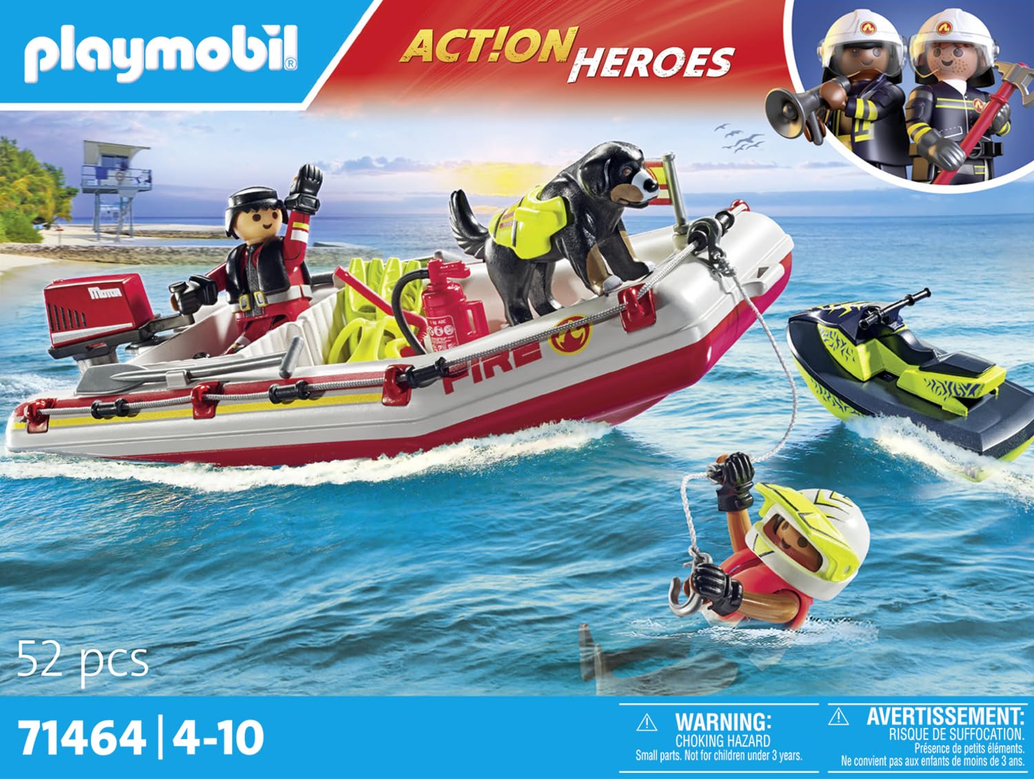 Playmobil Action Heroes Fireboat with Aqua Scooter Playset | Ages 4+ | 52 Pieces 4