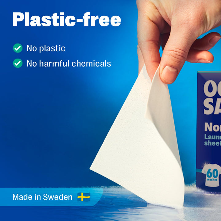 OceanSaver - Eco Laundry Detergent Sheets Non-Bio | 30 Washes, Plastic-Free, Biodegradable