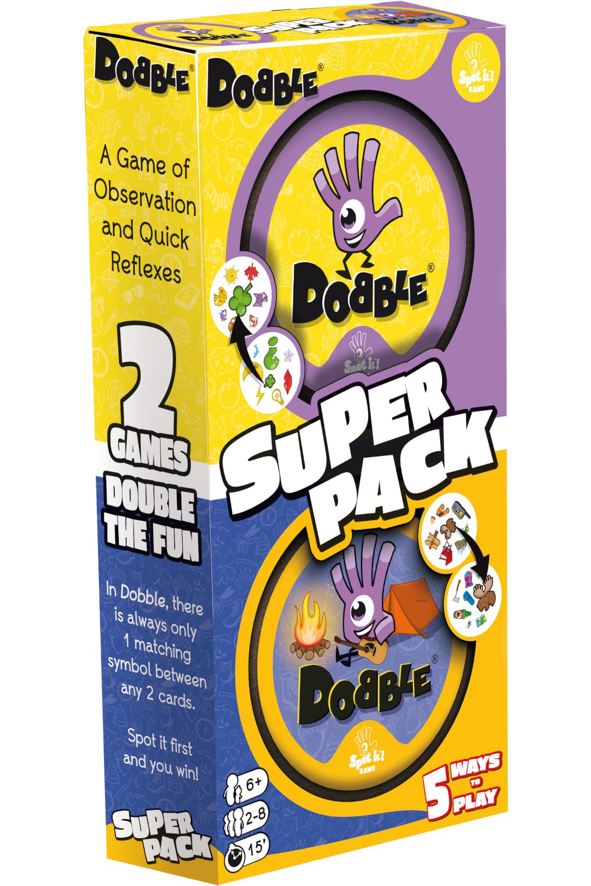 Asmodee Dobble Super Pack (Camping + Classic) | Ages 6+ | 2-8 Players | 15 Min Play Time