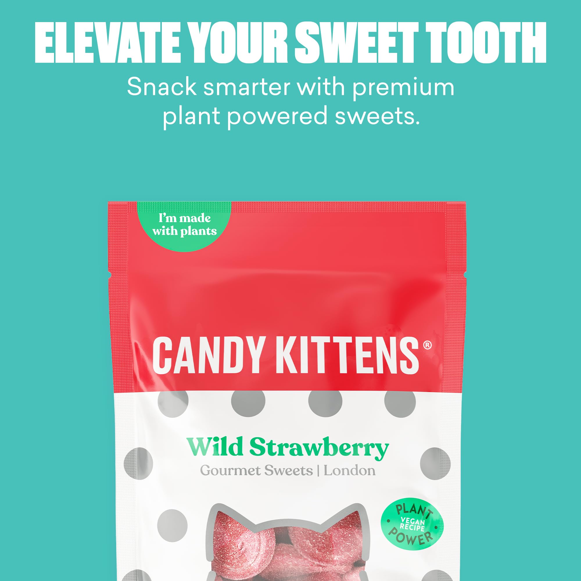 Candy Kittens Wild Strawberry Vegan Chewy Sweets – 54g (Pack of 12) 2