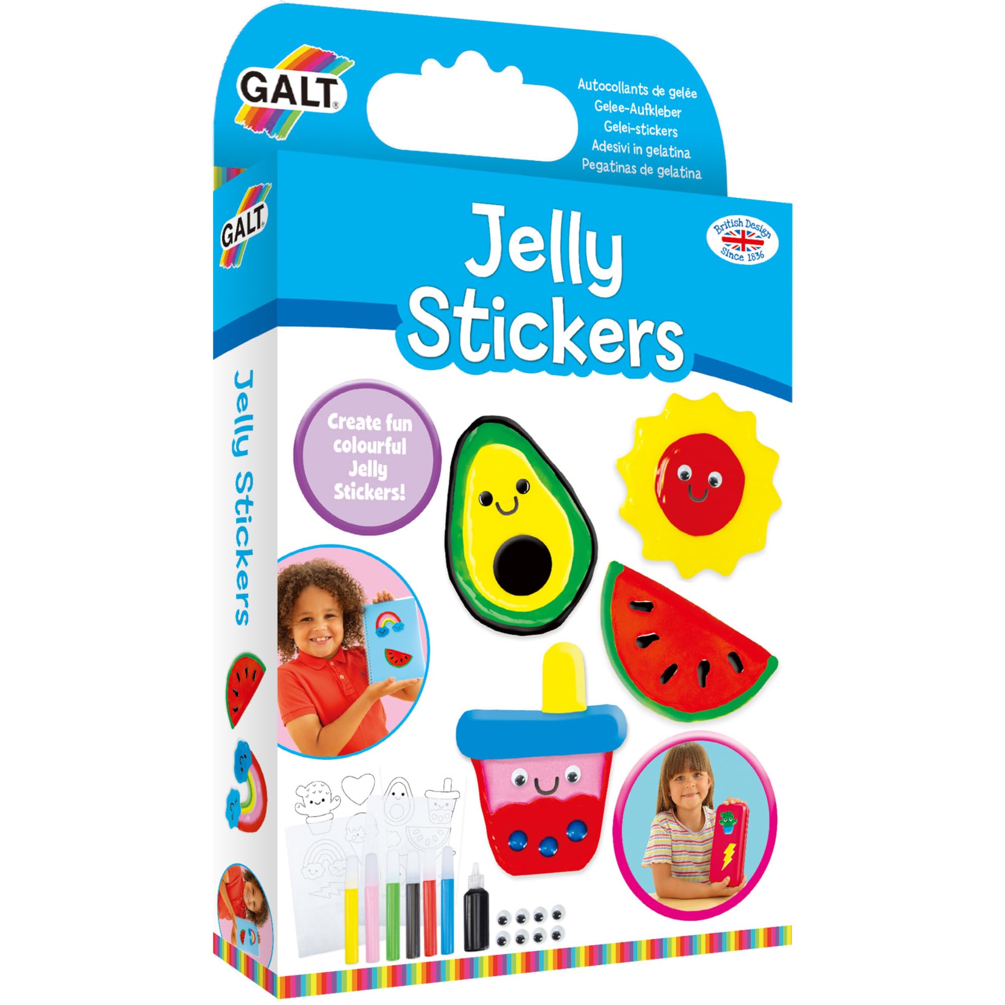 Galt Jelly Stickers Craft Kit - Kids Make Their Own Colourful Stickers with Googly Eyes 1