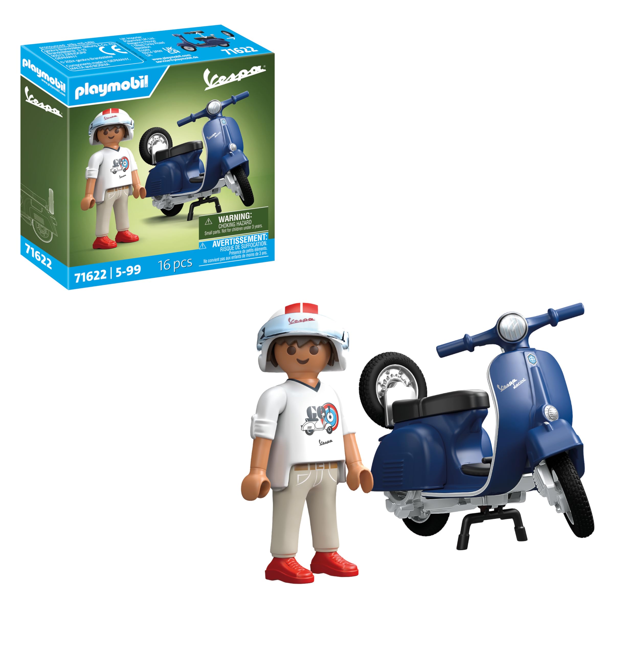 Playmobil 71622 Cars: 1969 Vespa 150 Sprint Veloce, Blue | Ages 5+