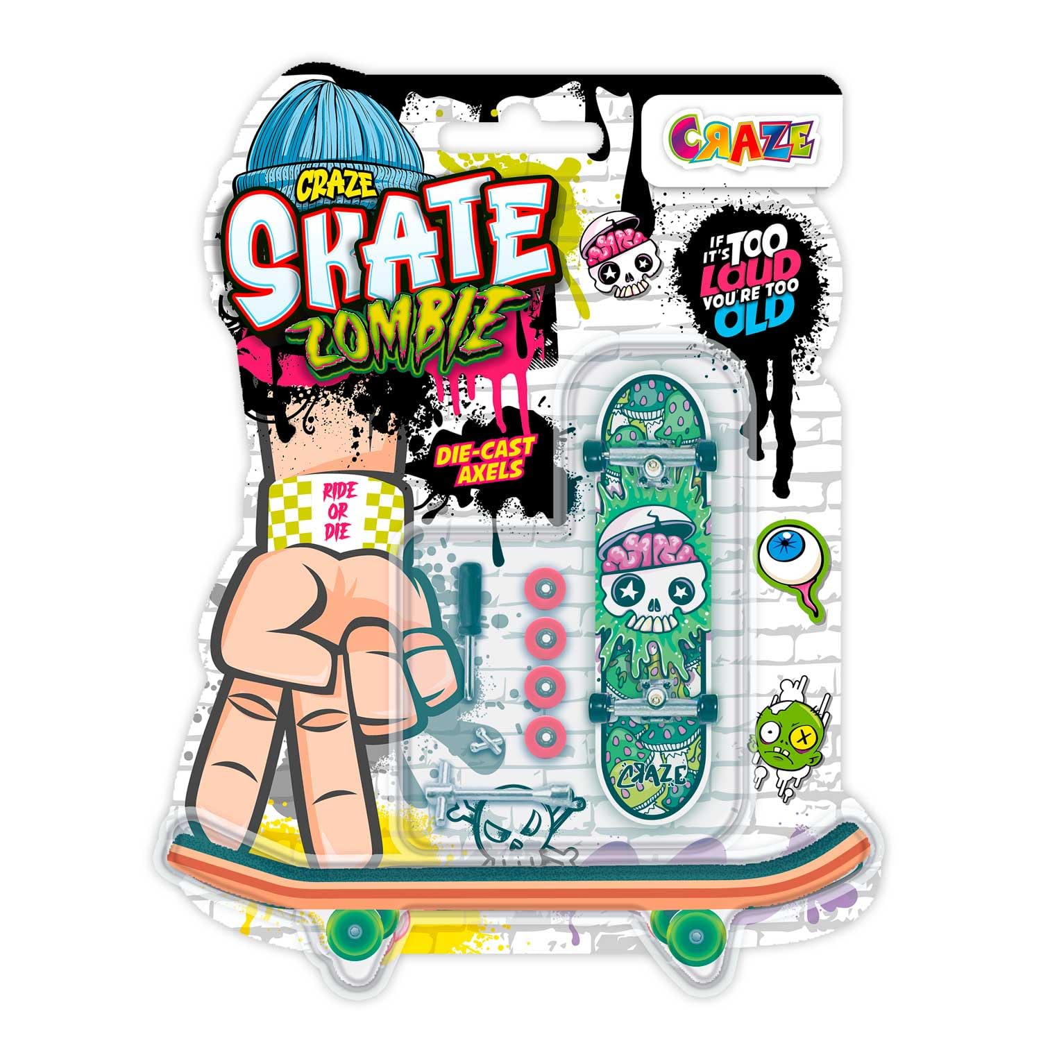 CRAZE SKATE Fingerboard Set Zombies Edition Pack of 4 - Mini Skateboards for Finger Play 1