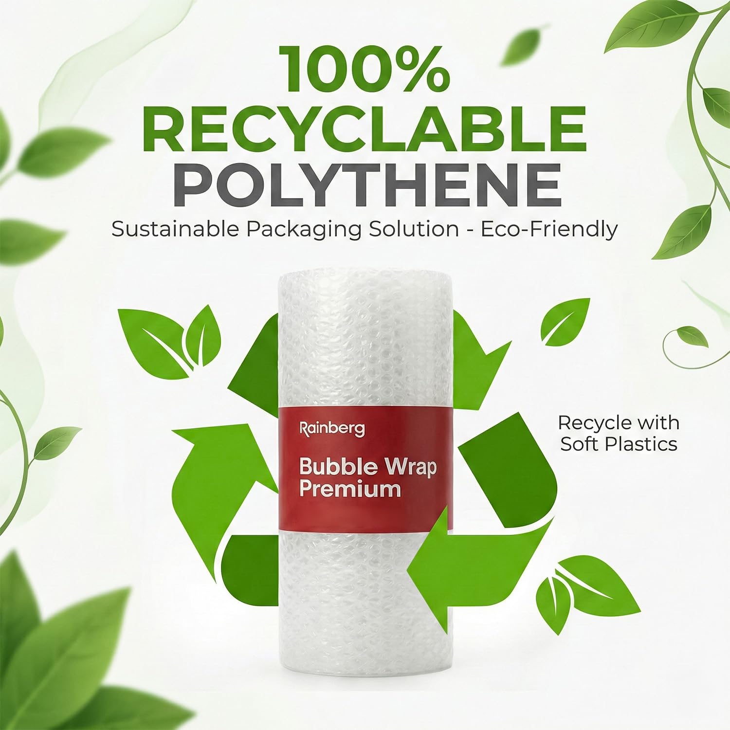 Rainberg Bubble Wrap Roll - 300mm x 10m | Strong Polythene Cushioning | Recyclable 8