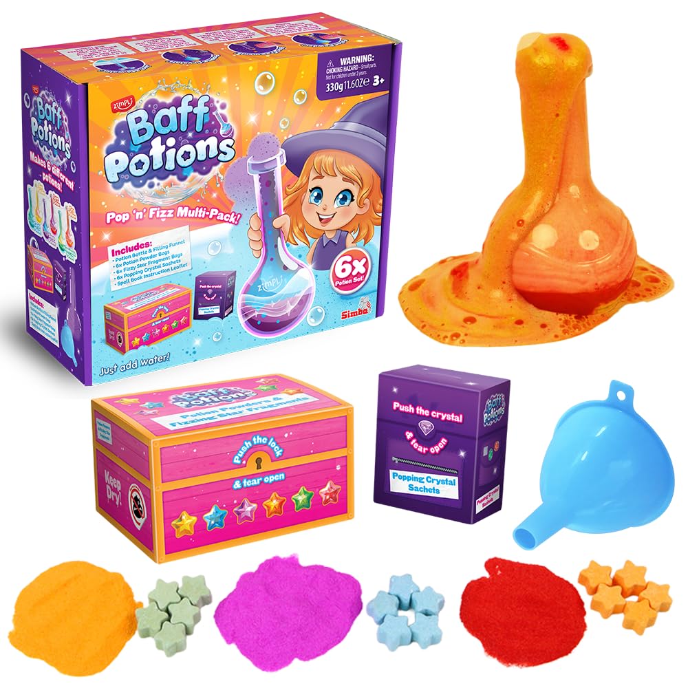 ZIMPLI Baff Potions Science Kit - Mix 6 Magical Potions | Strawberry Scented Powder | Fun & Imaginative Play 1