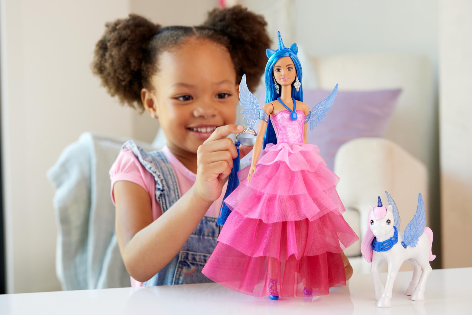 Barbie Unicorn Doll HRR16 - 65th Anniversary Alicorn with Blue Hair & Pink Gown | Ages 3+ 2