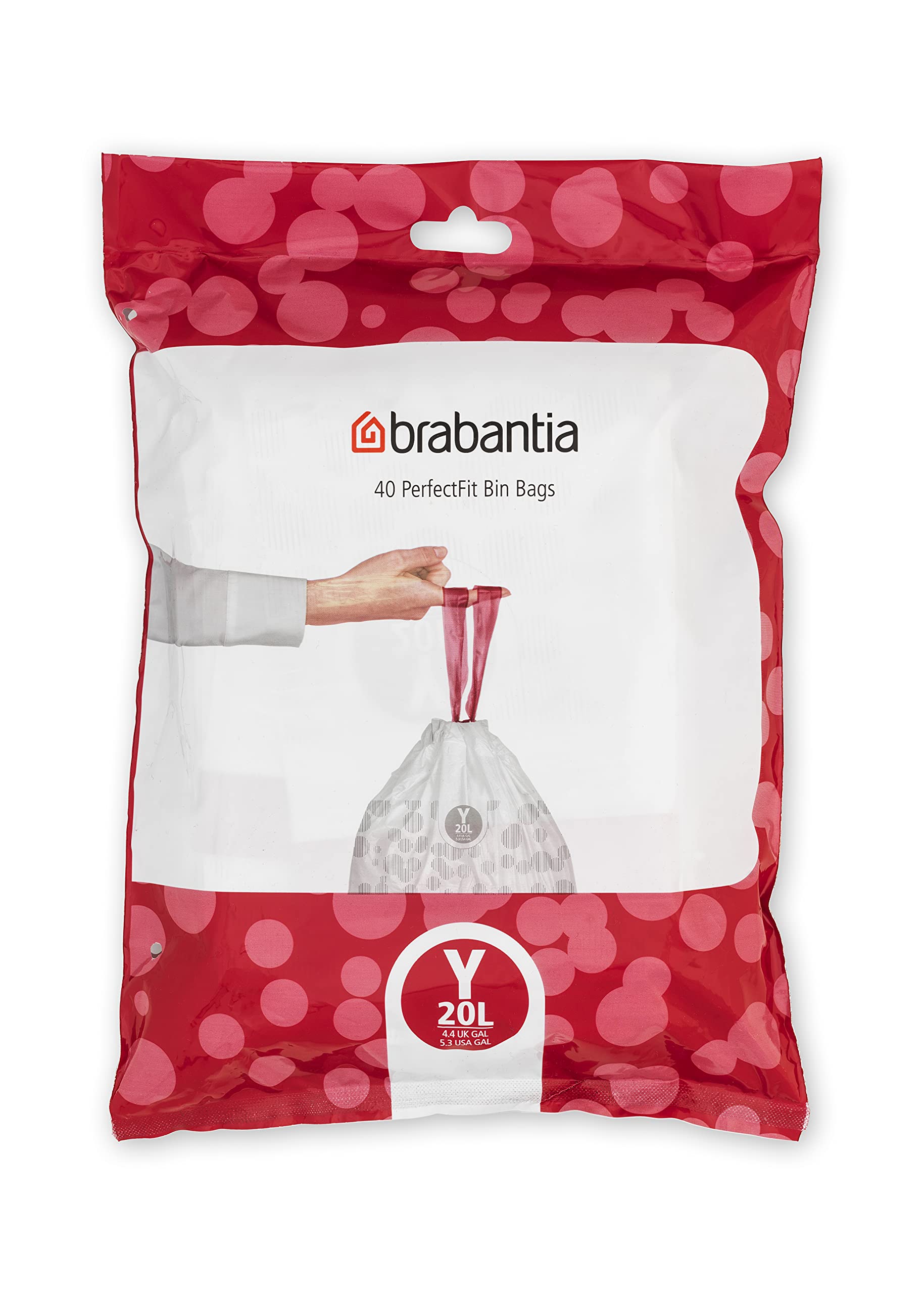 Brabantia PerfectFit Bin Liners - Size Y (20 Litre) | 40 Count | Tear-Resistant Plastic 1
