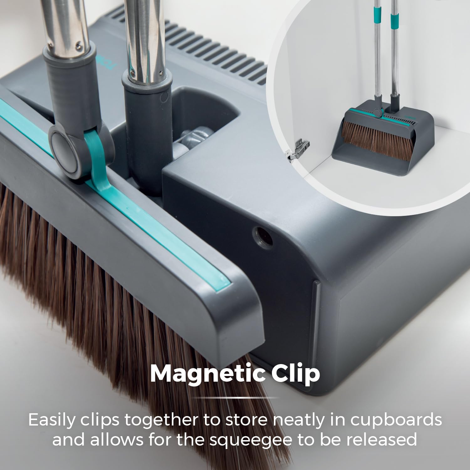 Tower 3-in-1 Dustpan and Brush Set with Squeegee | Upright Storage | 116cm Handle 5