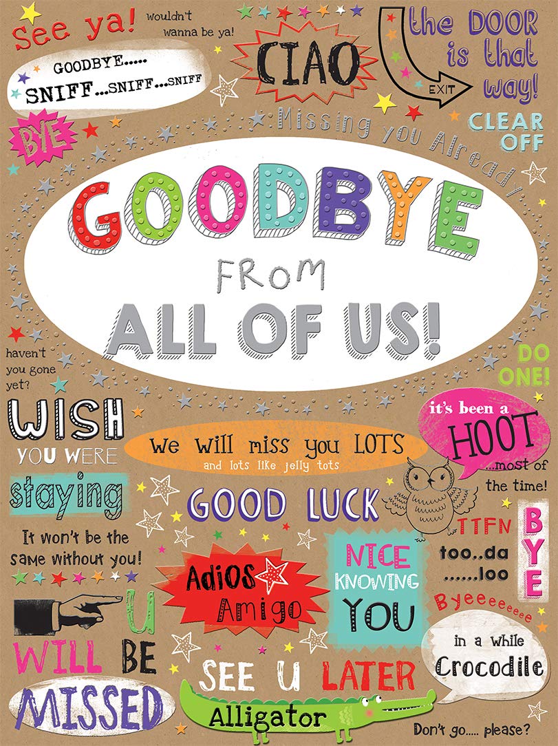 Piccadilly Greetings Goodbye From All Of Us! Farewell Blank Greeting Card | 12 x 9 inches | Brown 1