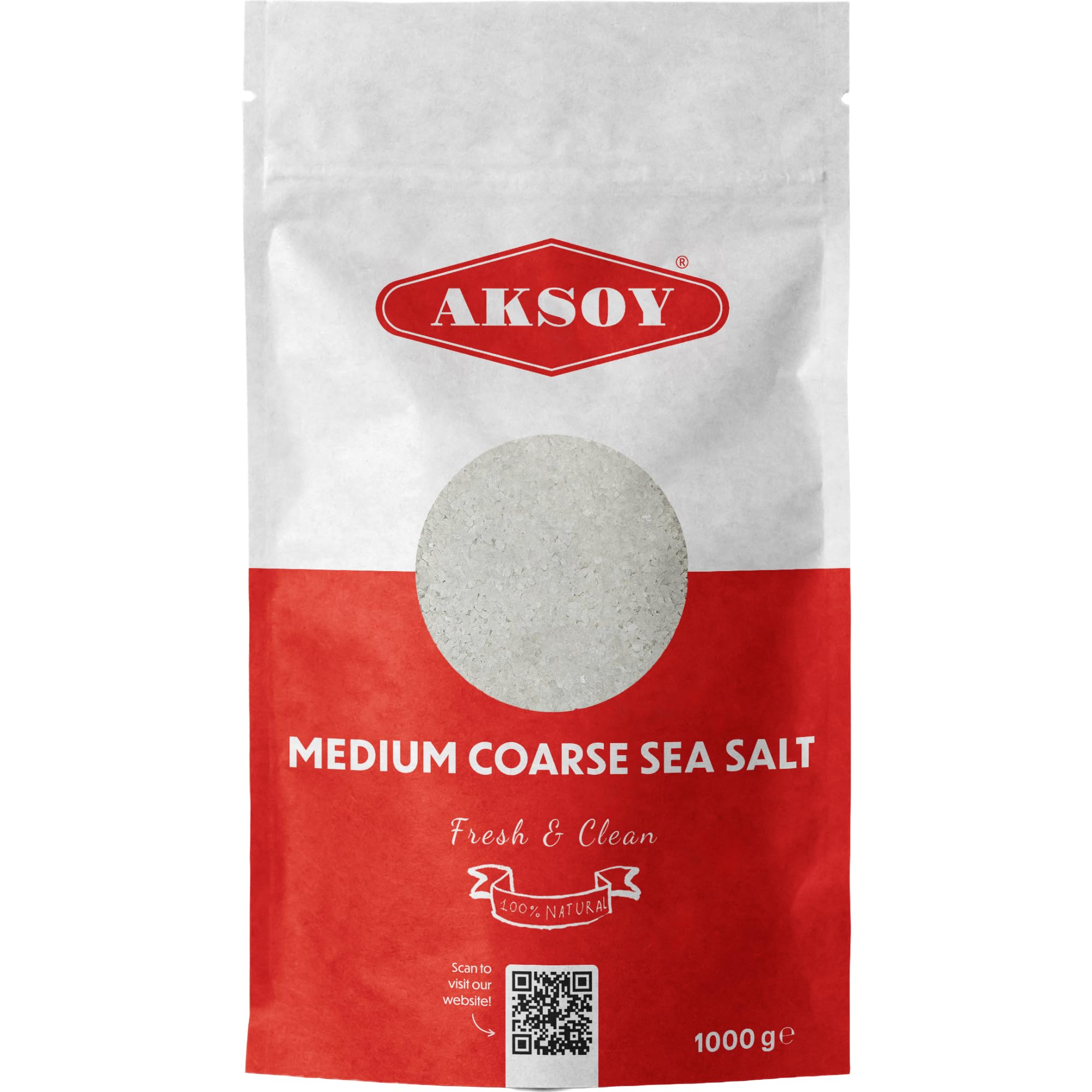 AKSOY Sea Salt - Medium Coarse Grain | 1kg | GMO Free, Vegan 1