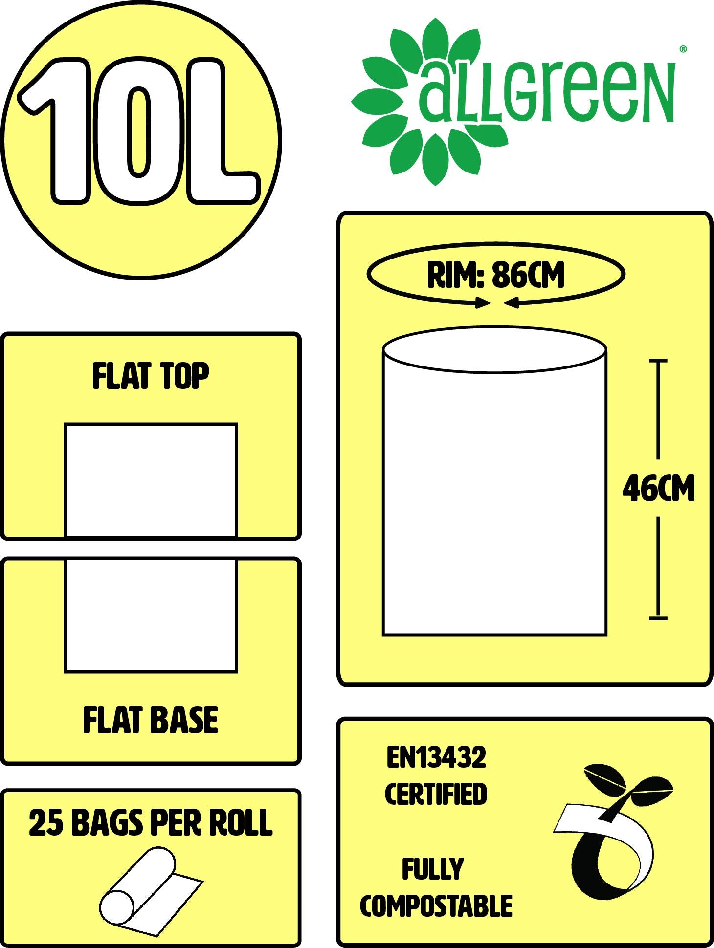 All-Green VC 10L-4 Compostable Kitchen Caddy Bin Liners - 10 Litre, 100 Bags 2