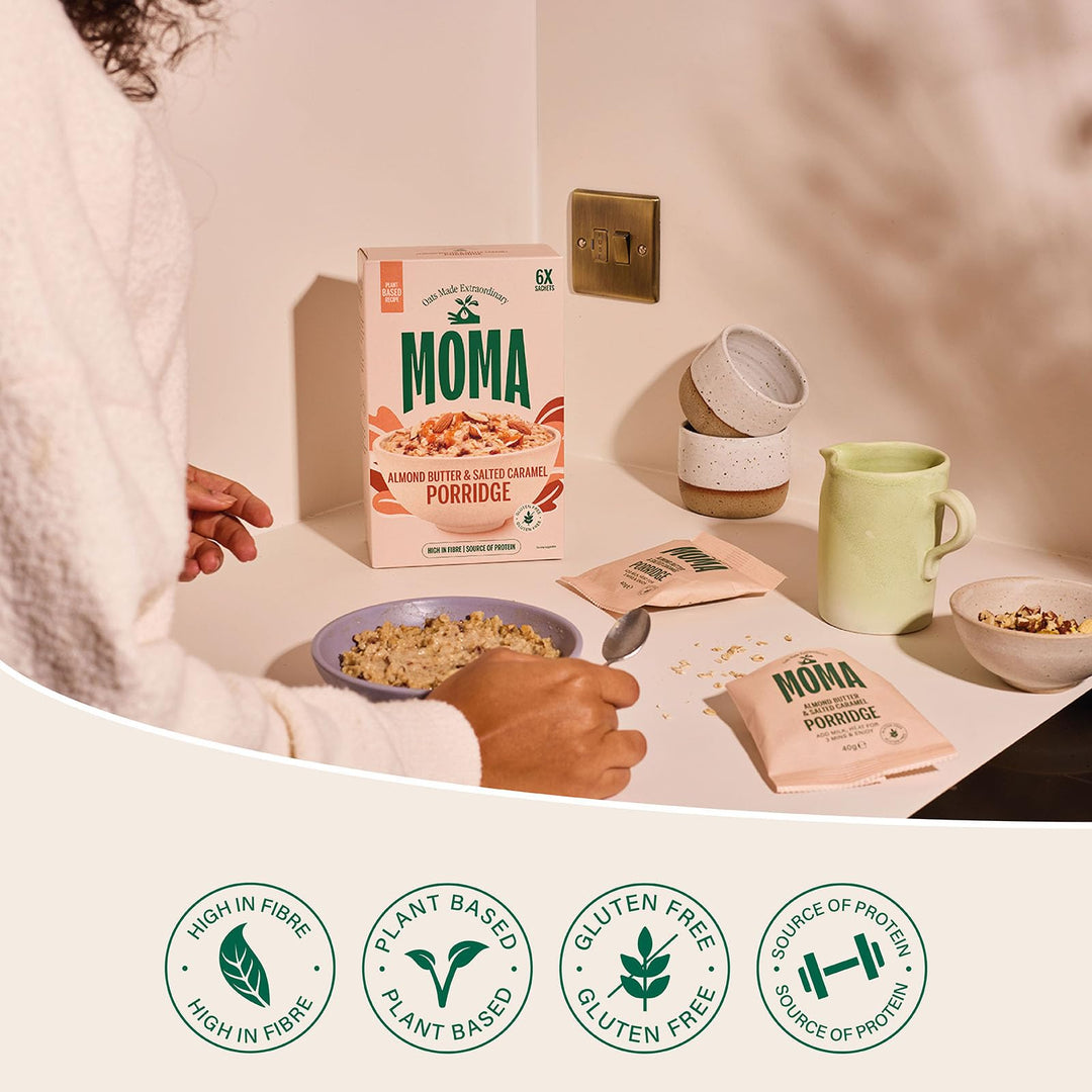 MOMA Almond Butter & Salted Caramel Porridge Sachets - 6 x 40g