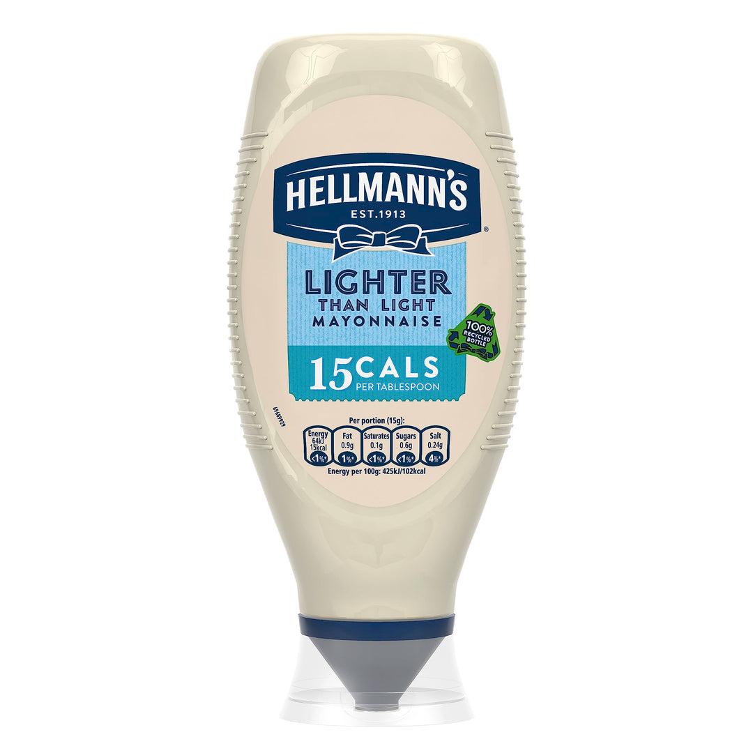 Hellmann's Lighter than Light Mayonnaise - 100% Recycled Plastic Bottle, Low-Calorie, 6% Fat