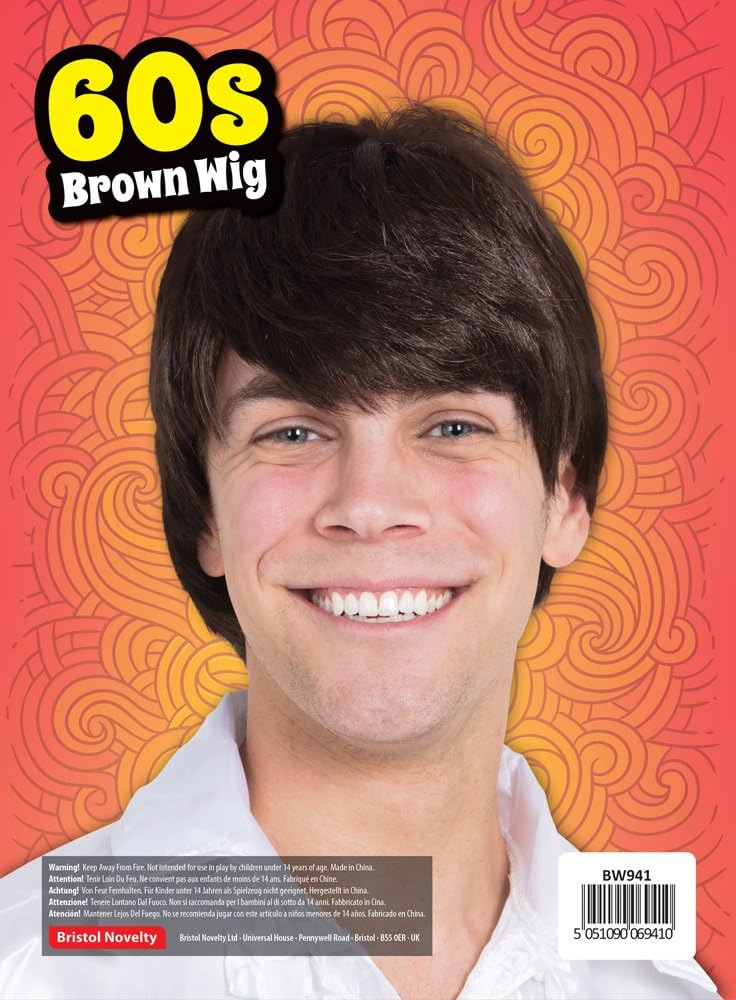 Bristol Novelty 60's Brown Male Wig BW941 2
