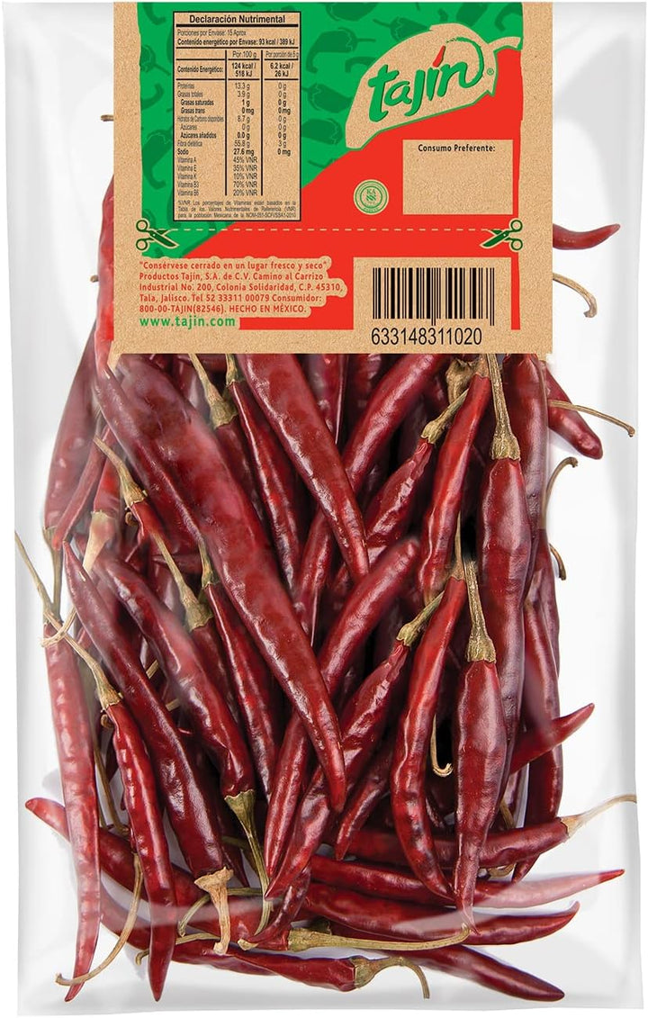 Tajin Arbol Chilli - Dried Arbol Chillies 75g Pack
