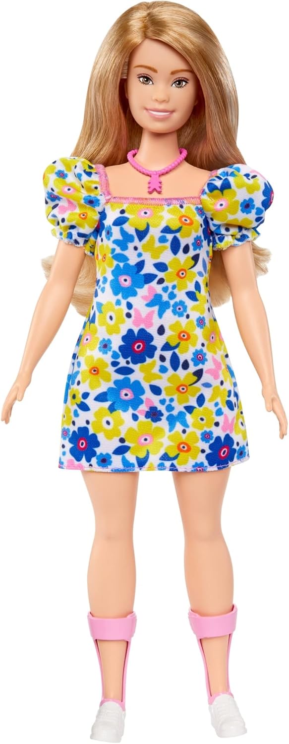 Barbie Fashionistas Doll #208 with Down Syndrome - Floral Dress & AFOs, Ages 3+ 2