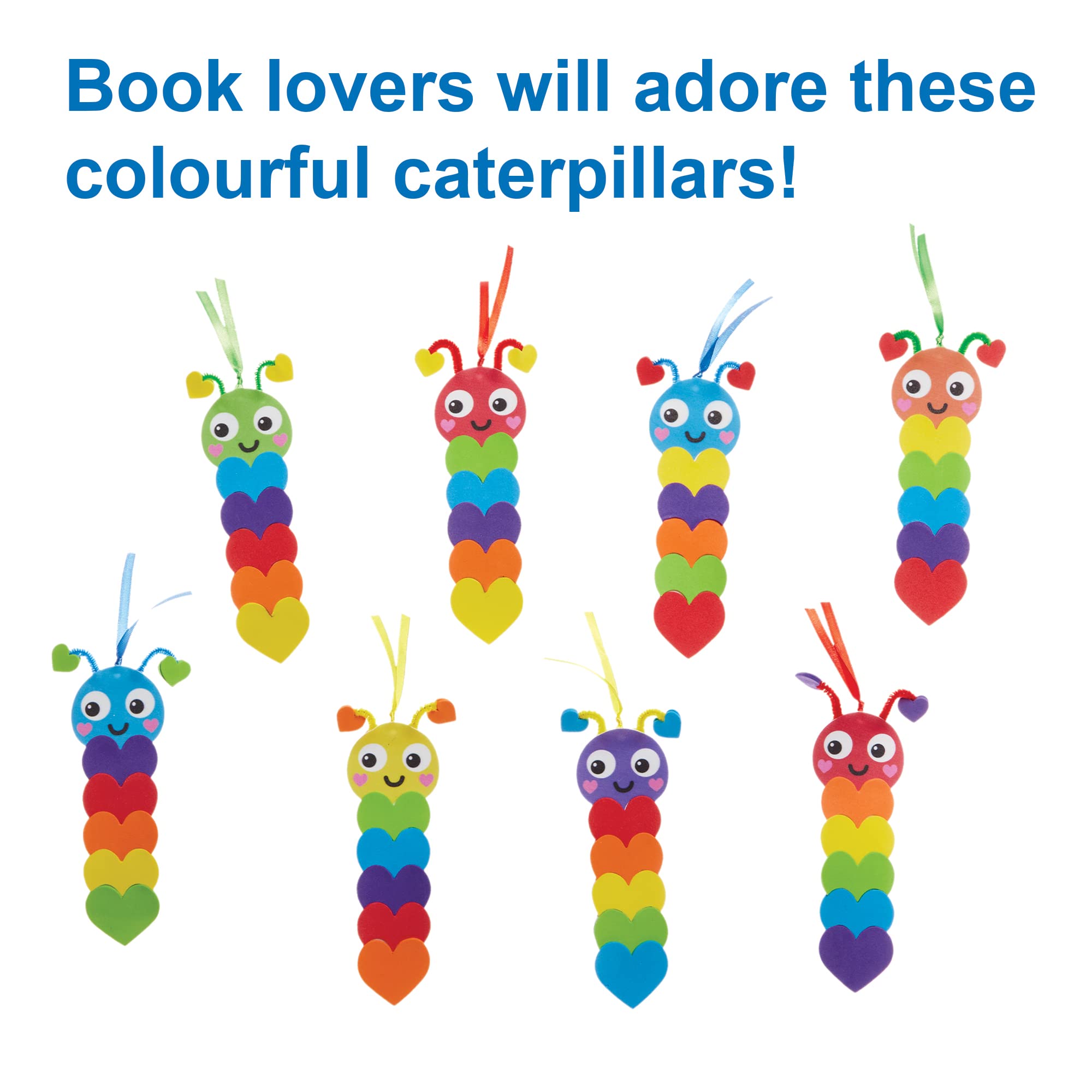 Baker Ross FX455 Caterpillar Rainbow Love Heart Bookmark Craft Kit - Pack of8 11
