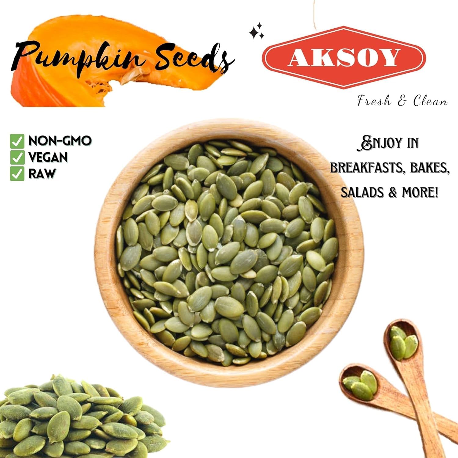 AKSOY Raw Pumpkin Seeds - 1300g | GMO-Free, Vegan, High Protein & Fiber 2