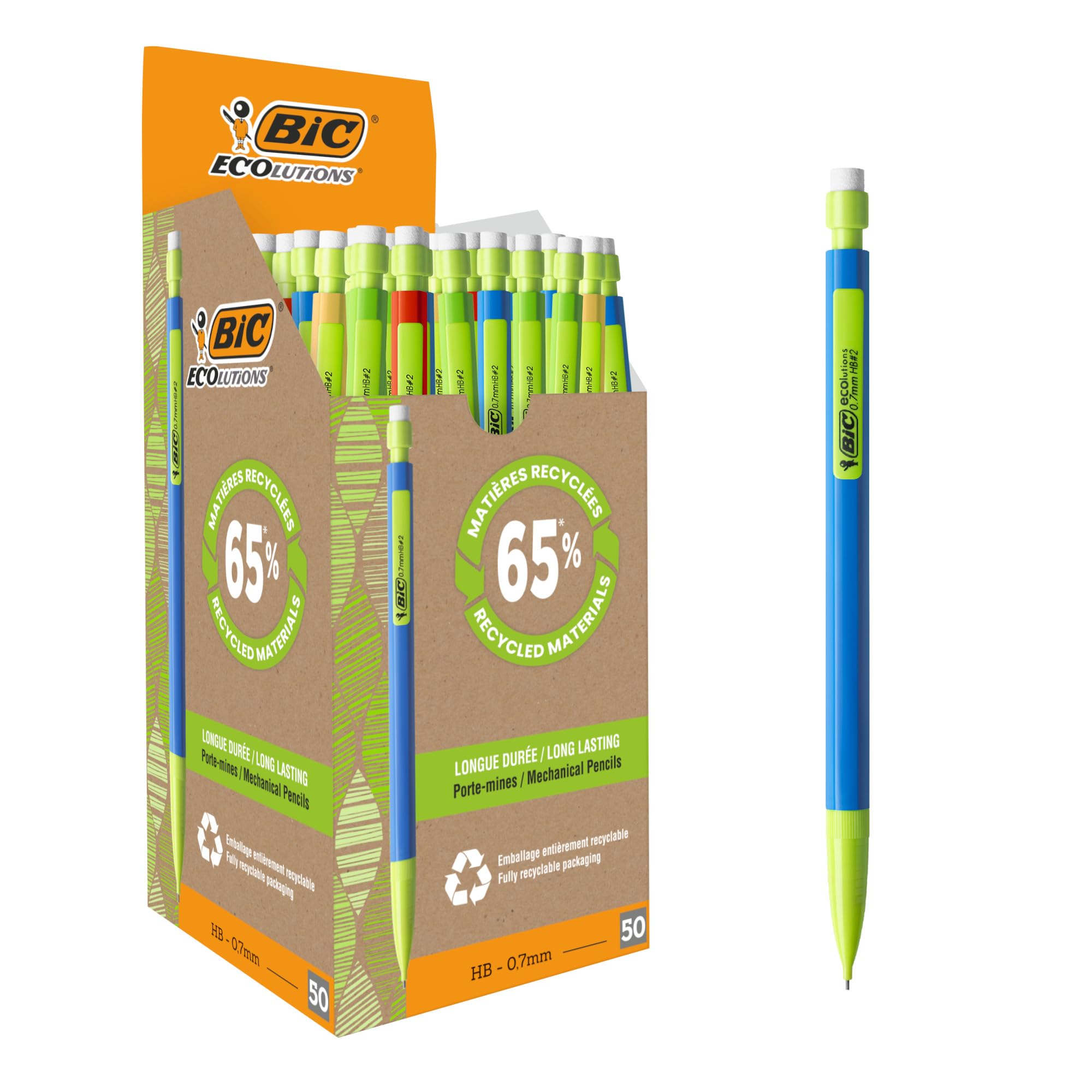 BIC Matic ECOlutions Mechanical Pencils - Box of 50 | 0.7mm HB Lead | Assorted Colors 1