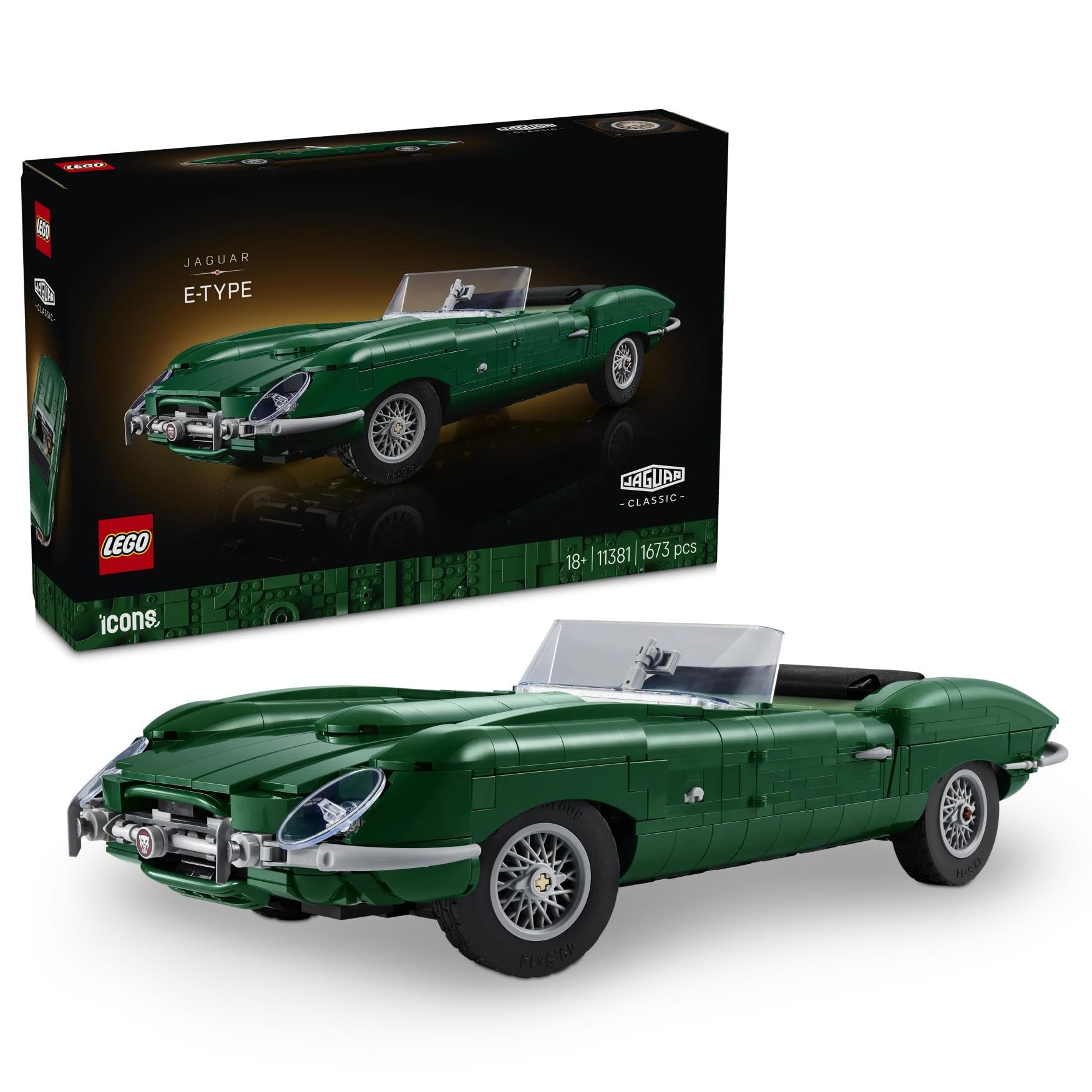 LEGO Icons Jaguar E-Type - Classic Sports Car Model Kit for Adults | 18+ Age Range | 11381 1