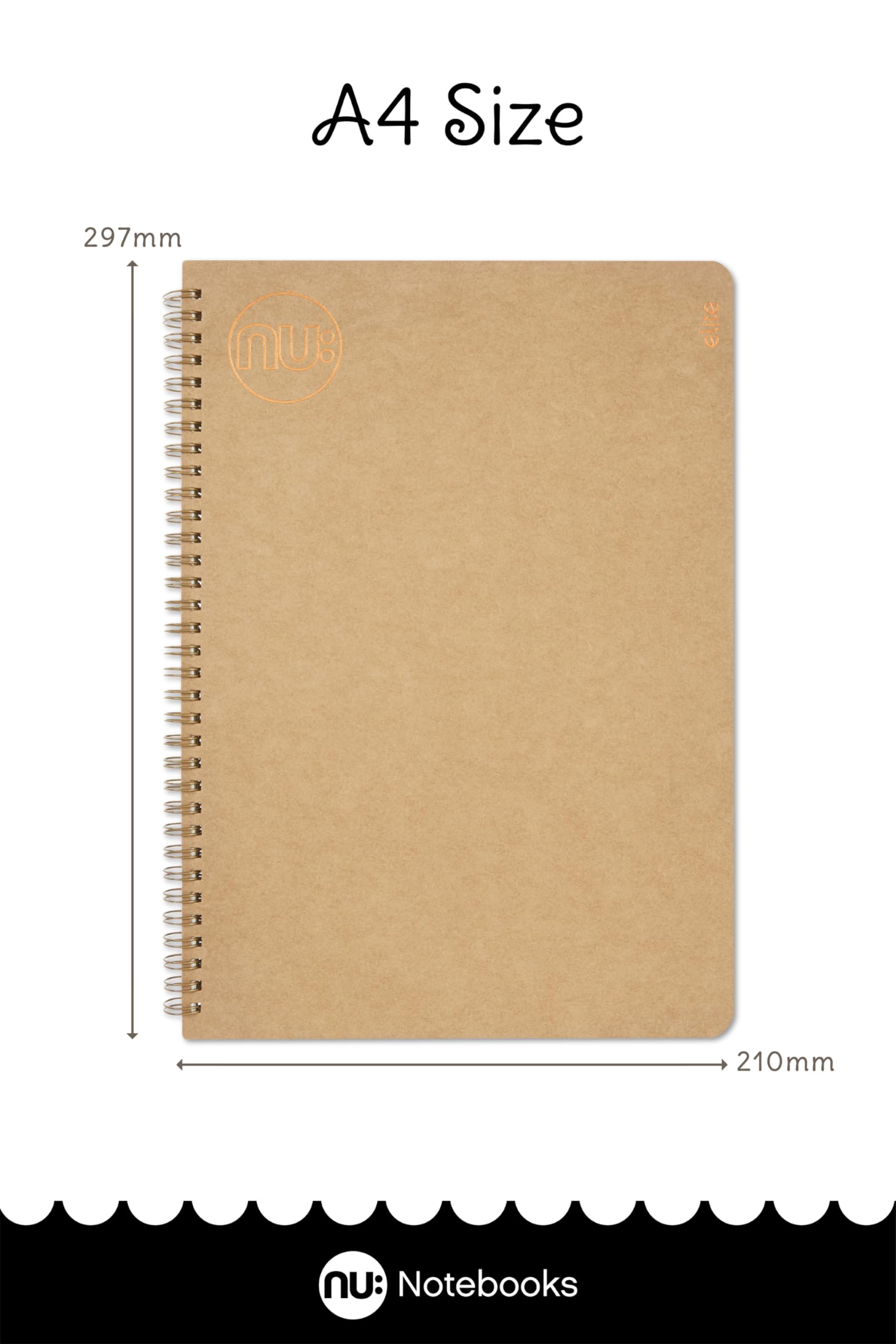 nu: Kraft Range A4 Wirebound Notebook - 160 Pages Ruled Cream Paper | 3 Pack 3