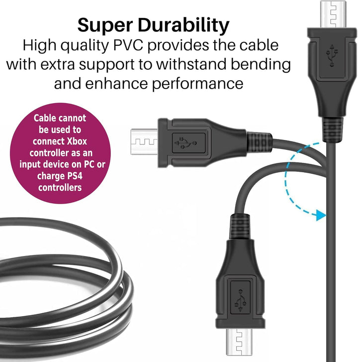 Numskull 4m Extra Long Micro USB Play & Charge Cable for Xbox One, PS4, Smartphones, Tablets