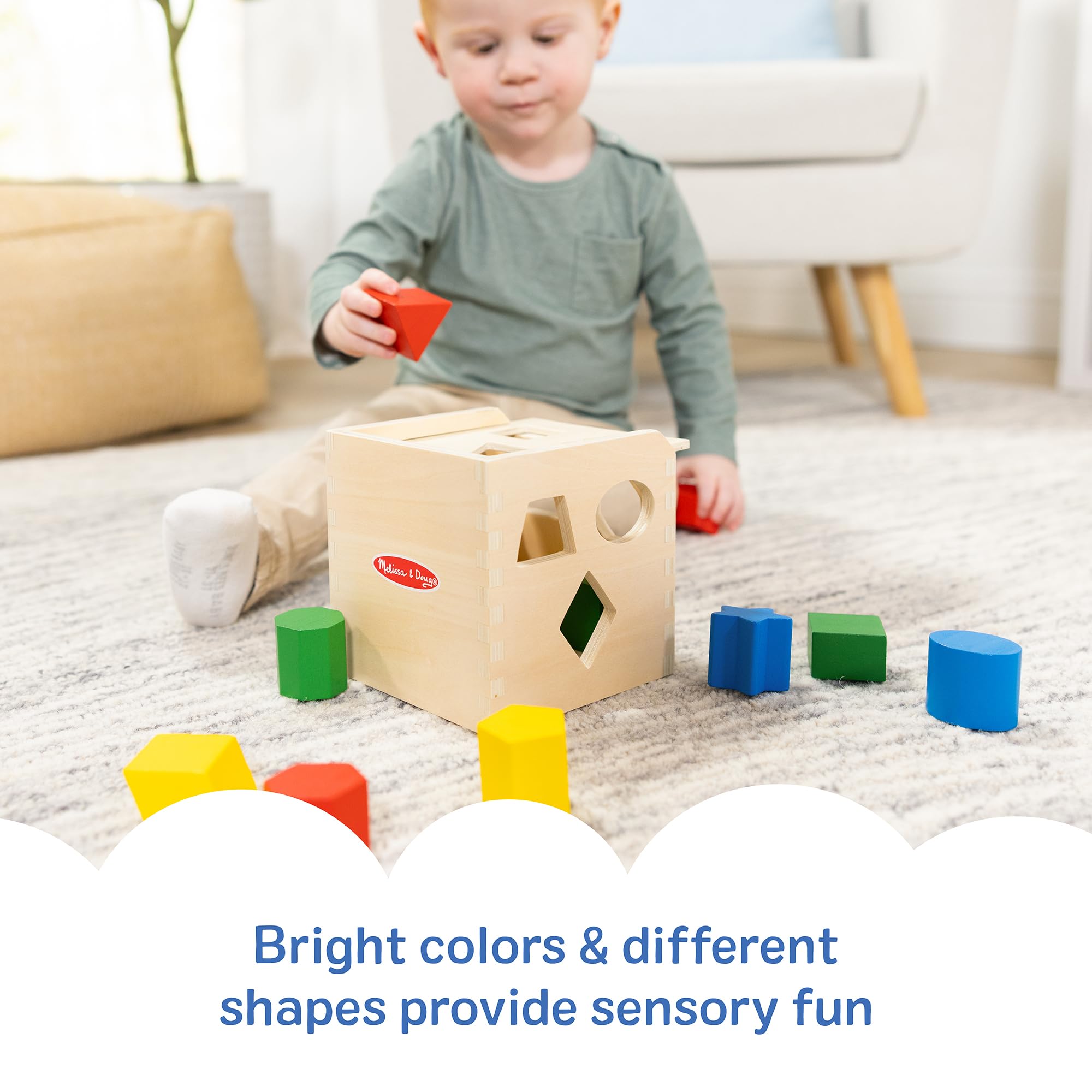 Melissa & Doug Wooden Shape Sorting Cube - Developmental Toy for Ages 2+ | 12 Shapes Included 5