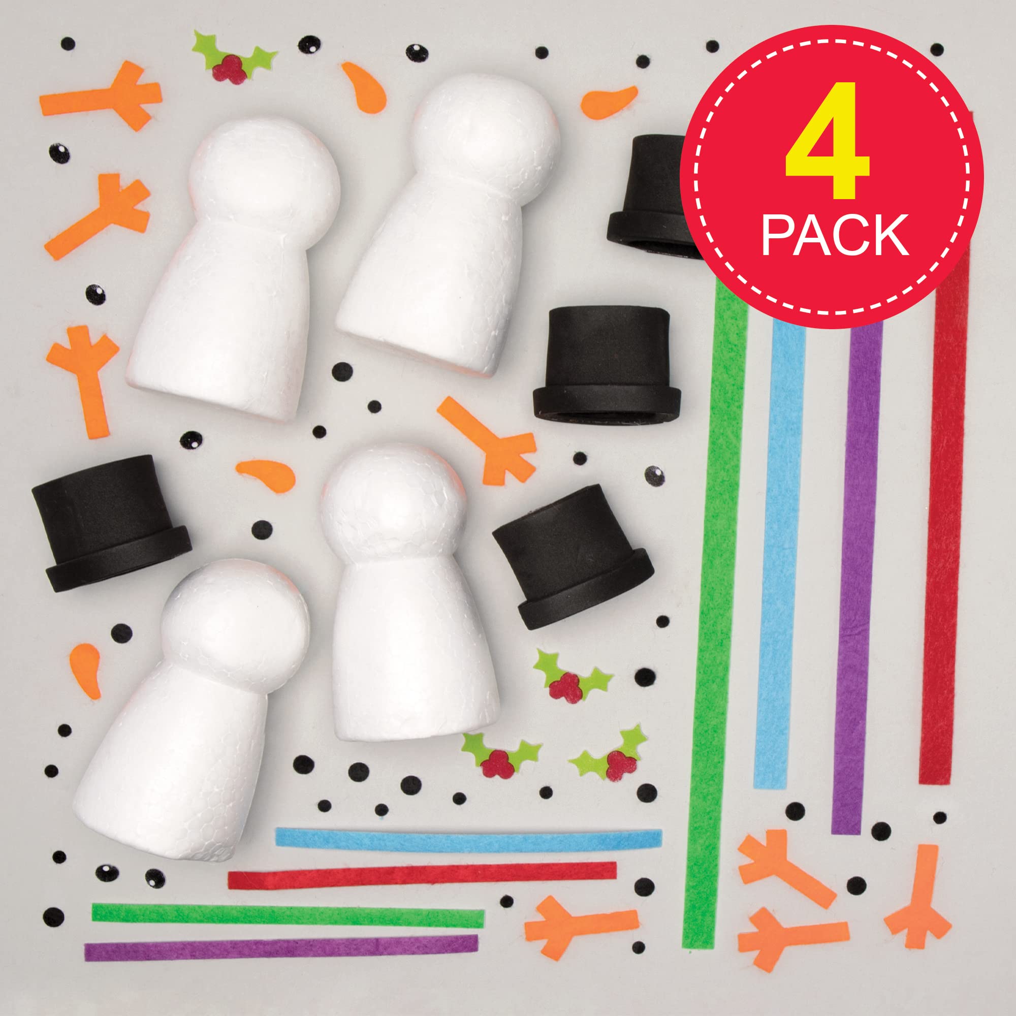 Baker Ross Build a Snowman Craft Kit - Pack of 4, Christmas Arts & Crafts for Kids 7