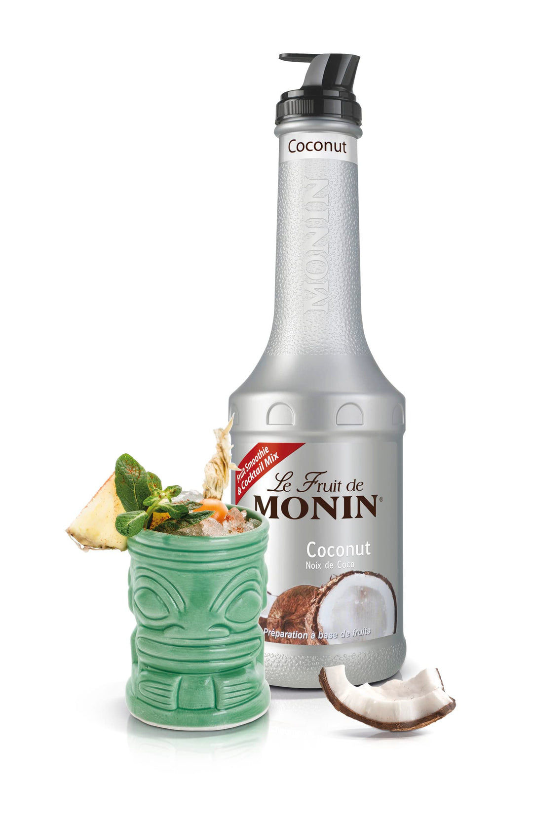 MONIN Coconut Fruit Mix Puree 1L - Intense Candied Coconut Flavor for Cocktails, Frappes & Milkshakes